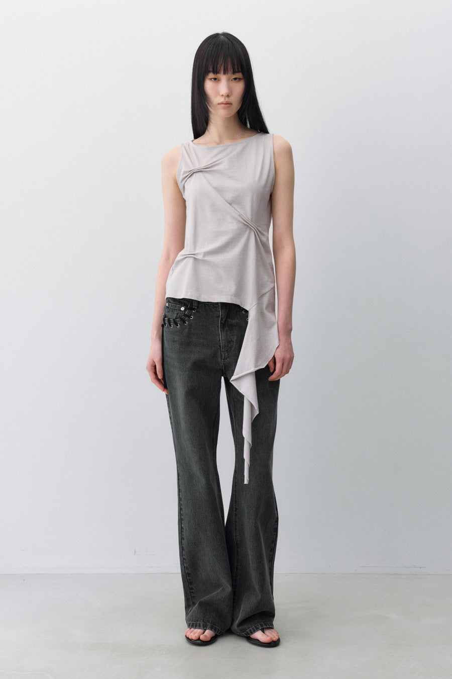 Insilence - Pintuck Draped Sleeveless (Ash Grey) product image 2 | TRAB K-Fashion Australia