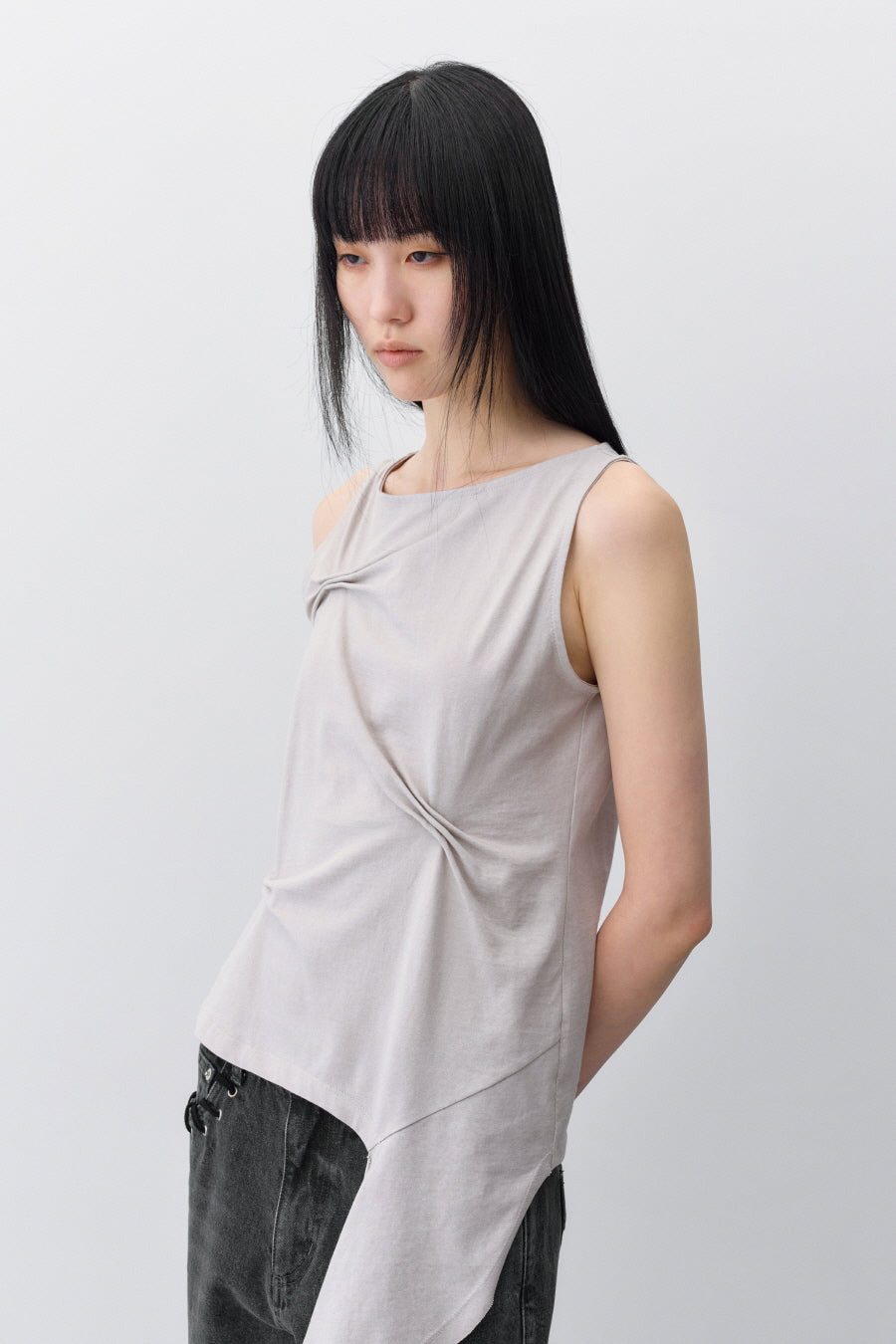 Insilence - Pintuck Draped Sleeveless (Ash Grey) product image 4 | TRAB K-Fashion Australia