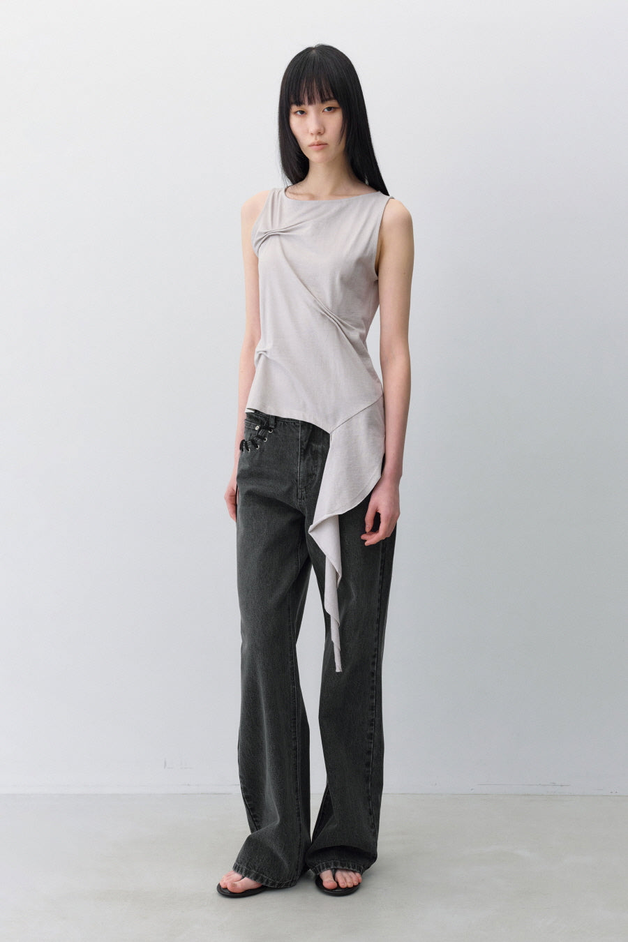Insilence - Pintuck Draped Sleeveless (Ash Grey) product image 5 | TRAB K-Fashion Australia