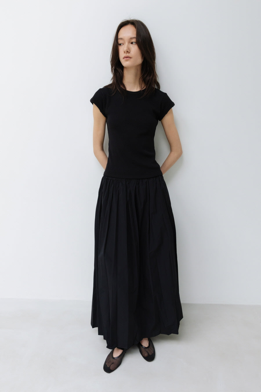 Insilence - Maxi Crease Skirt (Black) product image 8 | TRAB K-Fashion Australia