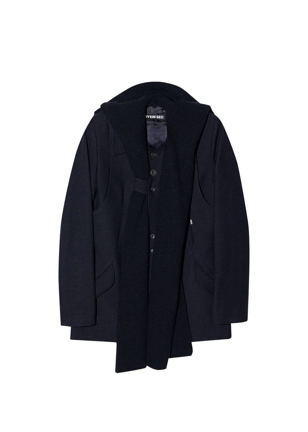 Hyein Seo - Silver Button Jacket w/ Hood Muffler (Black) product image 6 | TRAB K-Fashion Australia