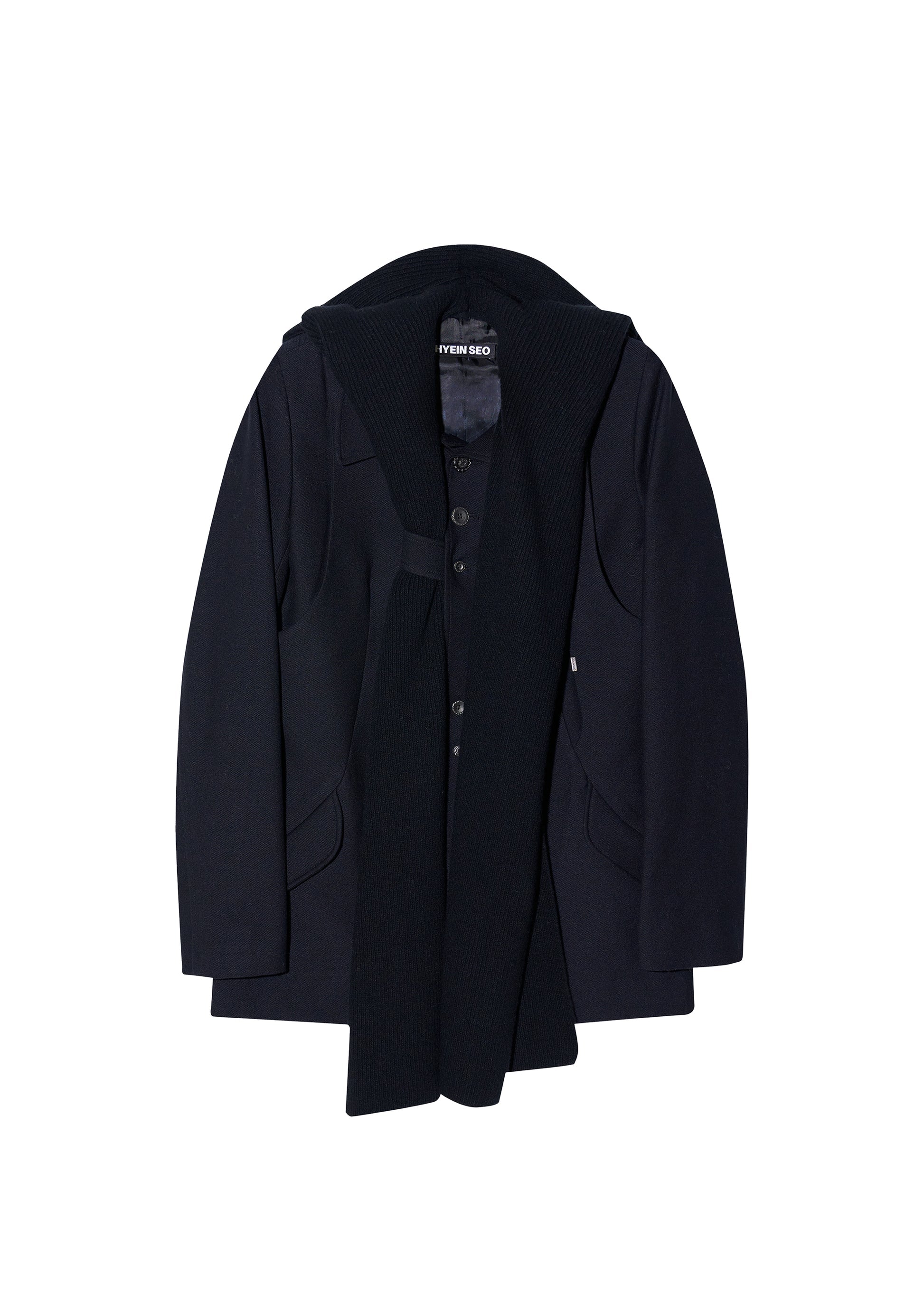 Hyein Seo - Silver Button Jacket w/ Hood Muffler (Black) product image 6 | TRAB K-Fashion Australia