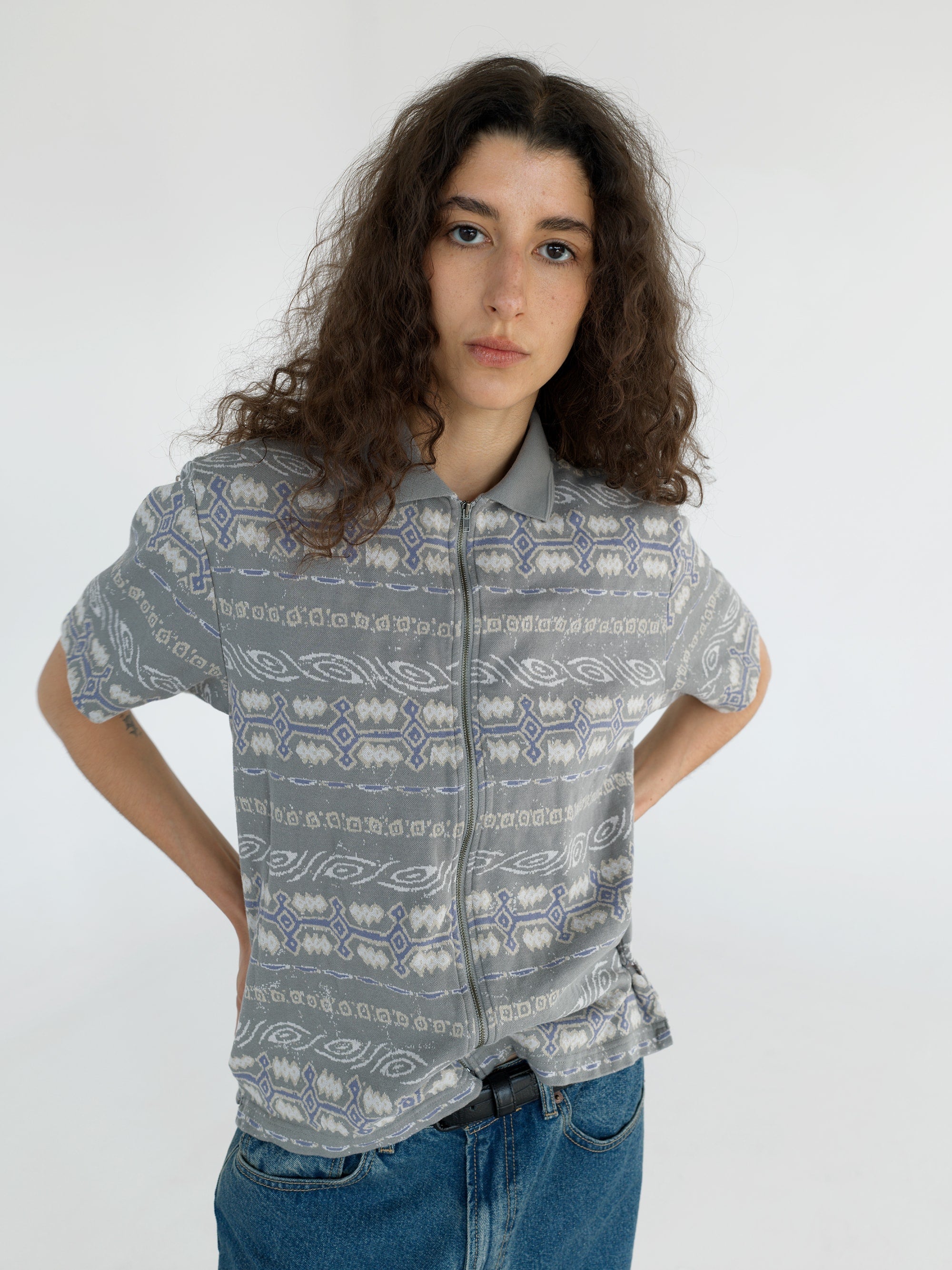 thisisneverthat - Jungle Jacquard Zip Up Top (Grey) product image 4 | TRAB K-Fashion Australia