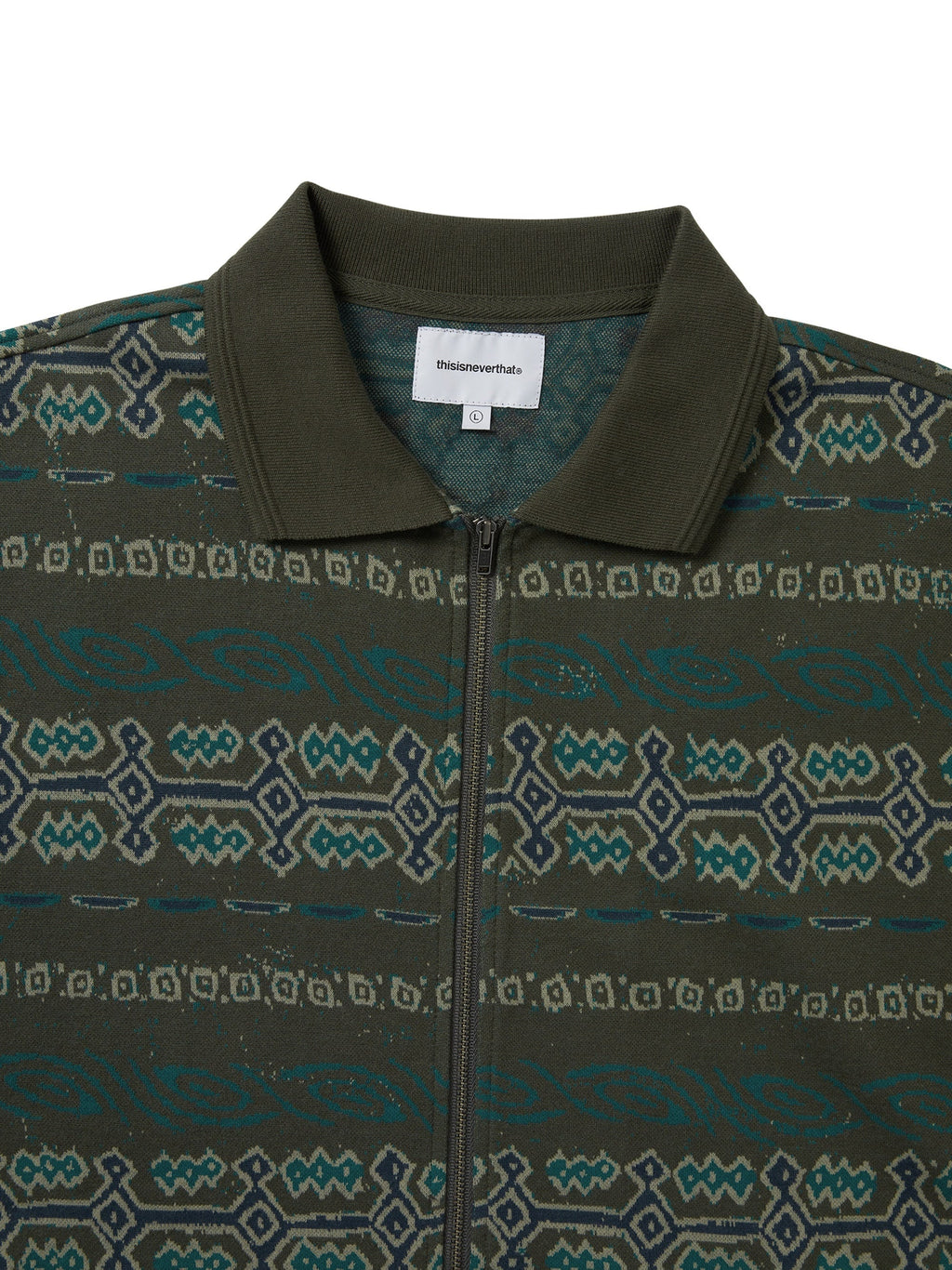 thisisneverthat - Jungle Jacquard Zip Up Top (Olive) product image 2 | TRAB K-Fashion Australia