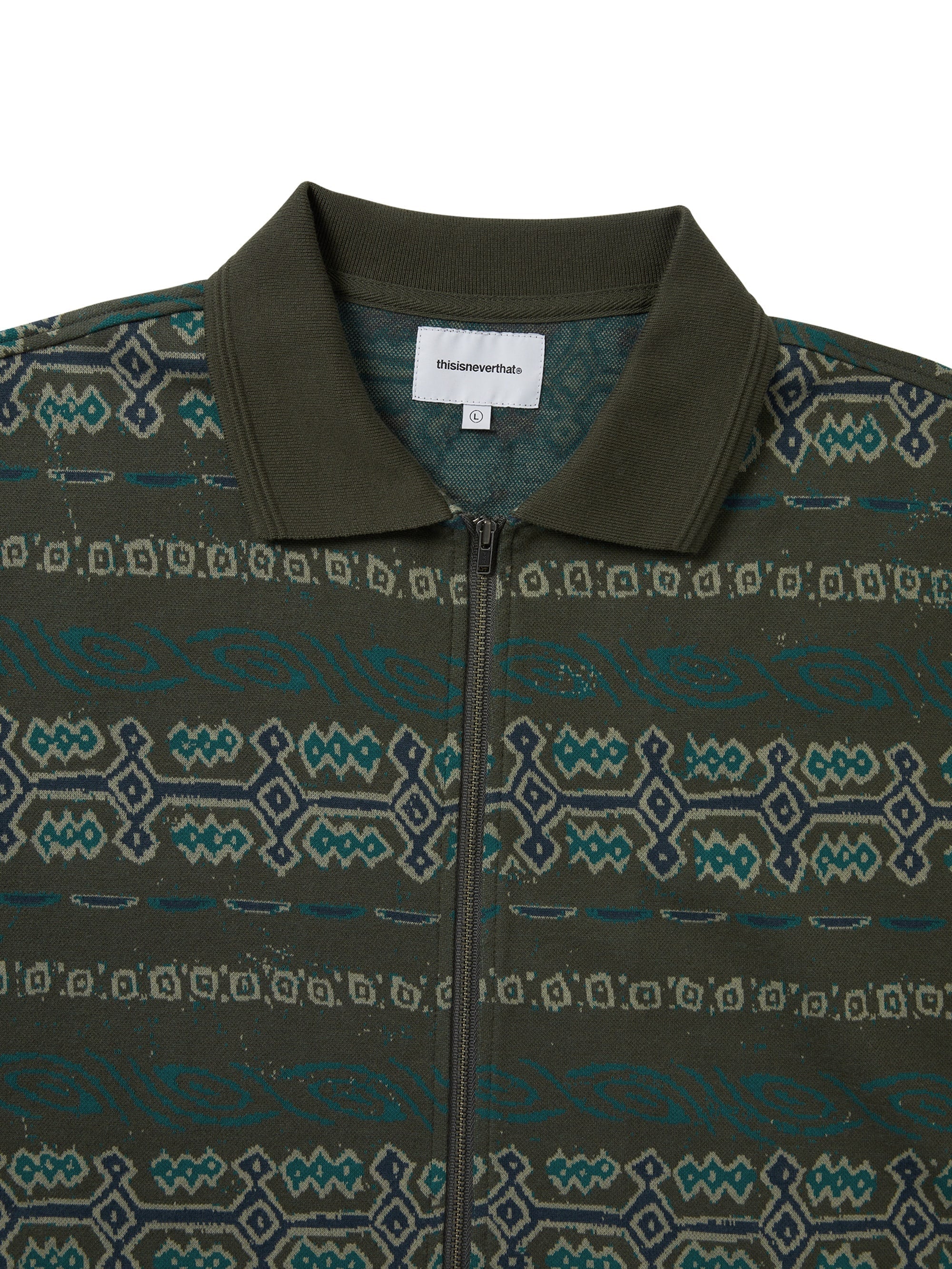 thisisneverthat - Jungle Jacquard Zip Up Top (Olive) product image 2 | TRAB K-Fashion Australia