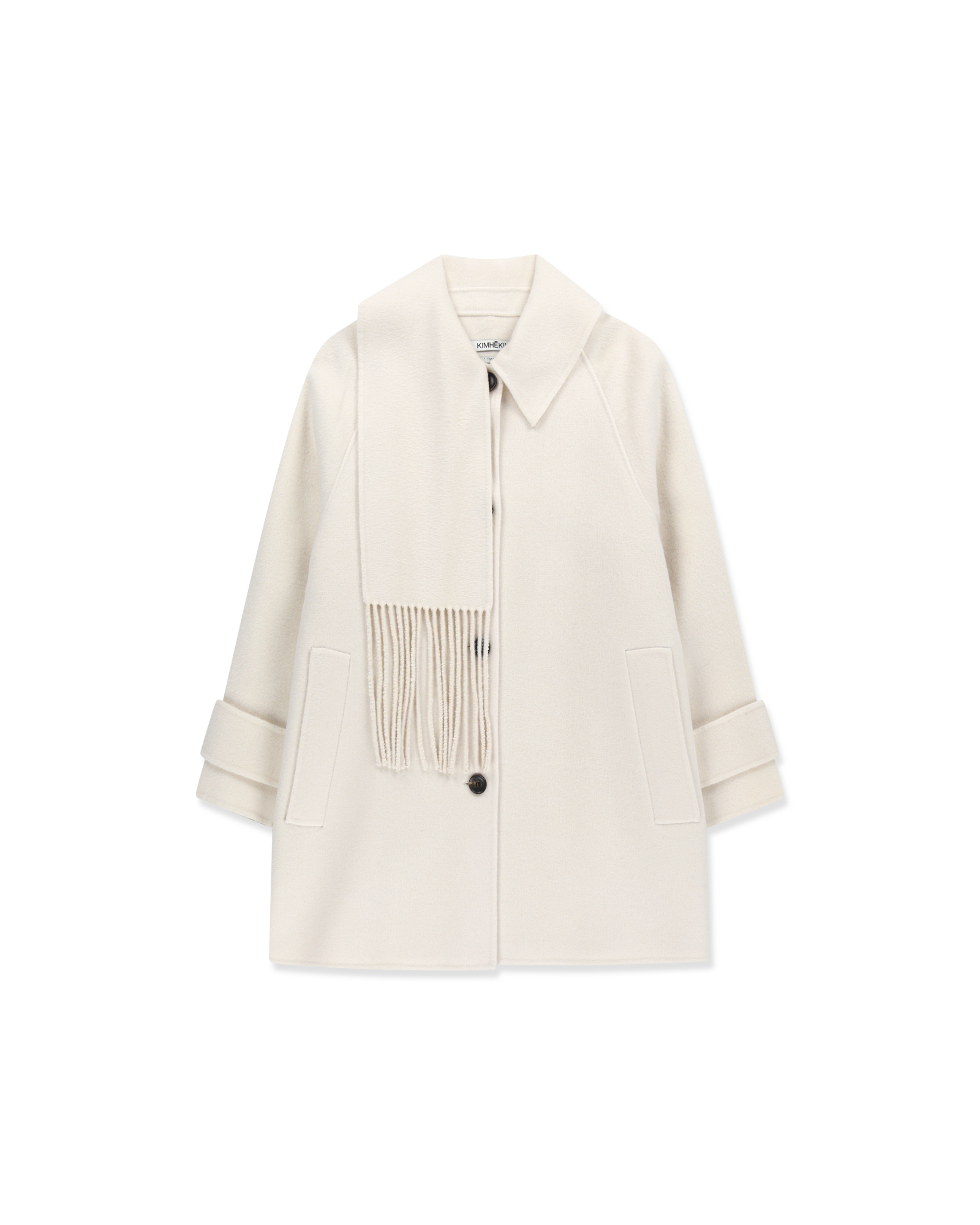 Kimhe Kim - Scarf Detail Half Coat (Ivory) product image 9 | TRAB K-Fashion Australia