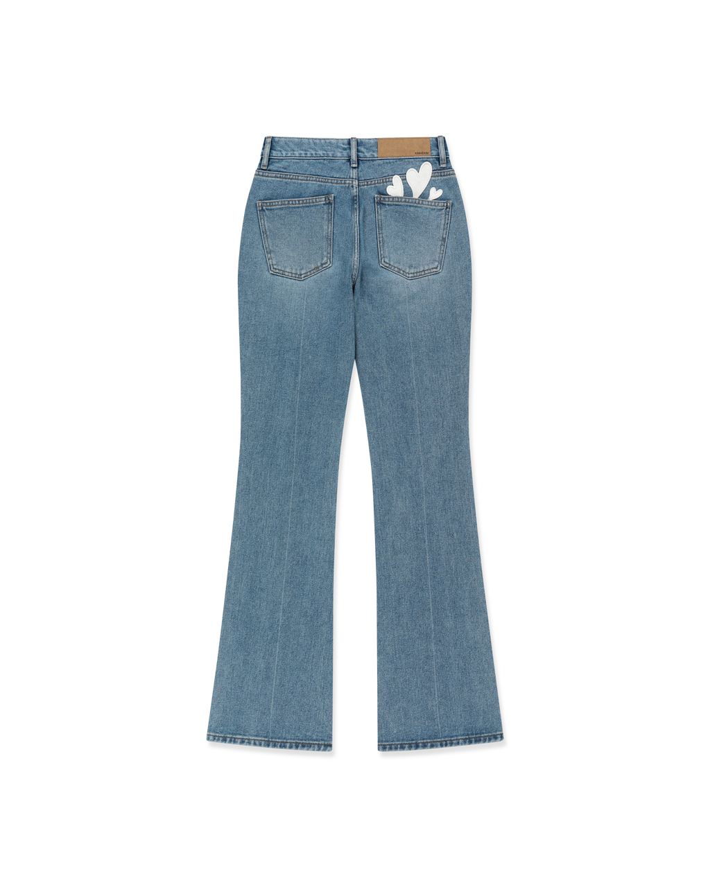 Kimhe Kim - Back Pocket Heart Patch Flare Jeans (Sky Blue) product image 5 | TRAB K-Fashion Australia