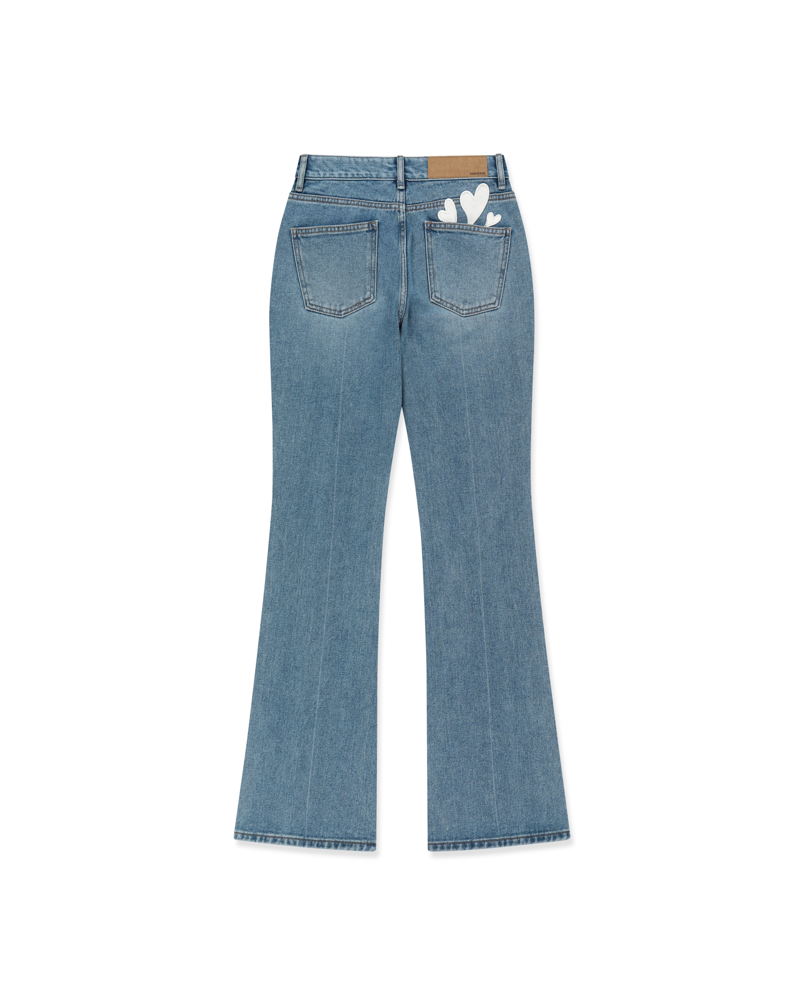 Kimhe Kim - Back Pocket Heart Patch Flare Jeans (Sky Blue) product image 5 | TRAB K-Fashion Australia