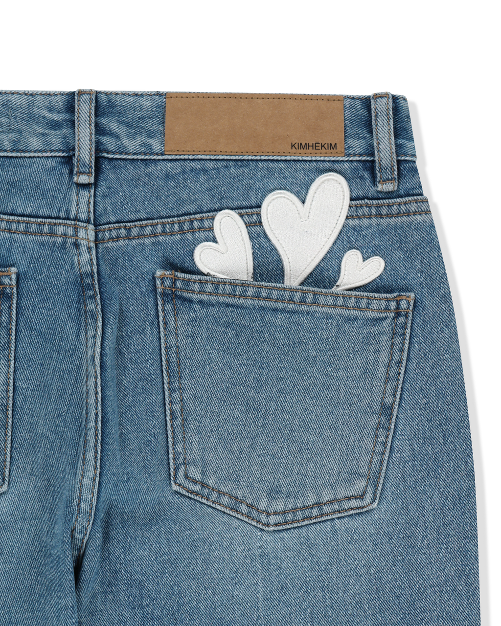 Kimhe Kim - Back Pocket Heart Patch Flare Jeans (Sky Blue) product image 8 | TRAB K-Fashion Australia