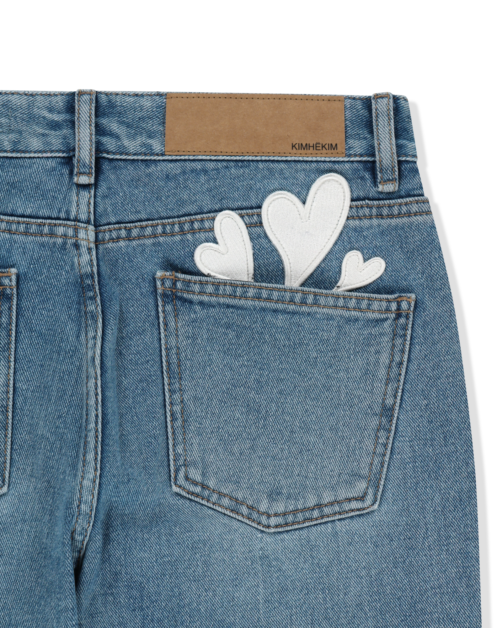 Kimhe Kim - Back Pocket Heart Patch Flare Jeans (Sky Blue) product image 8 | TRAB K-Fashion Australia