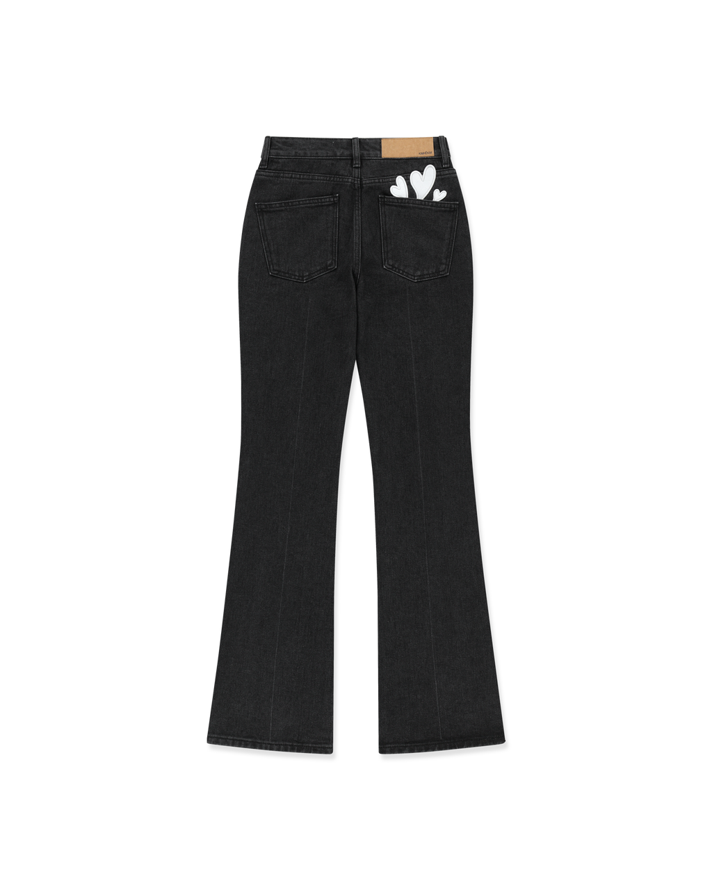 Kimhe Kim - Back Pocket Heart Patch Flare Jeans (Black) product image 5 | TRAB K-Fashion Australia