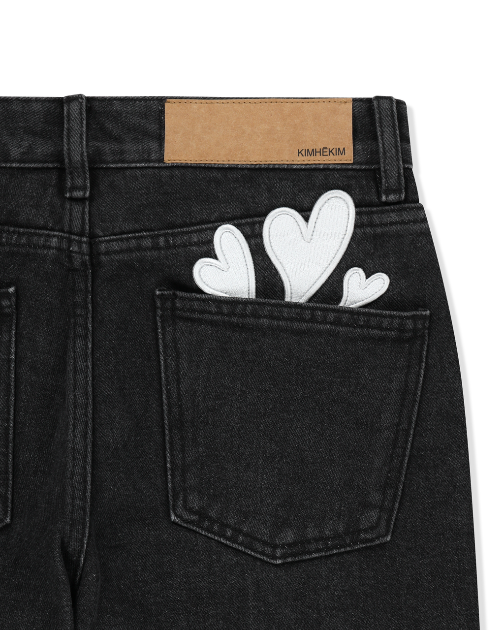 Kimhe Kim - Back Pocket Heart Patch Flare Jeans (Black) product image 8 | TRAB K-Fashion Australia