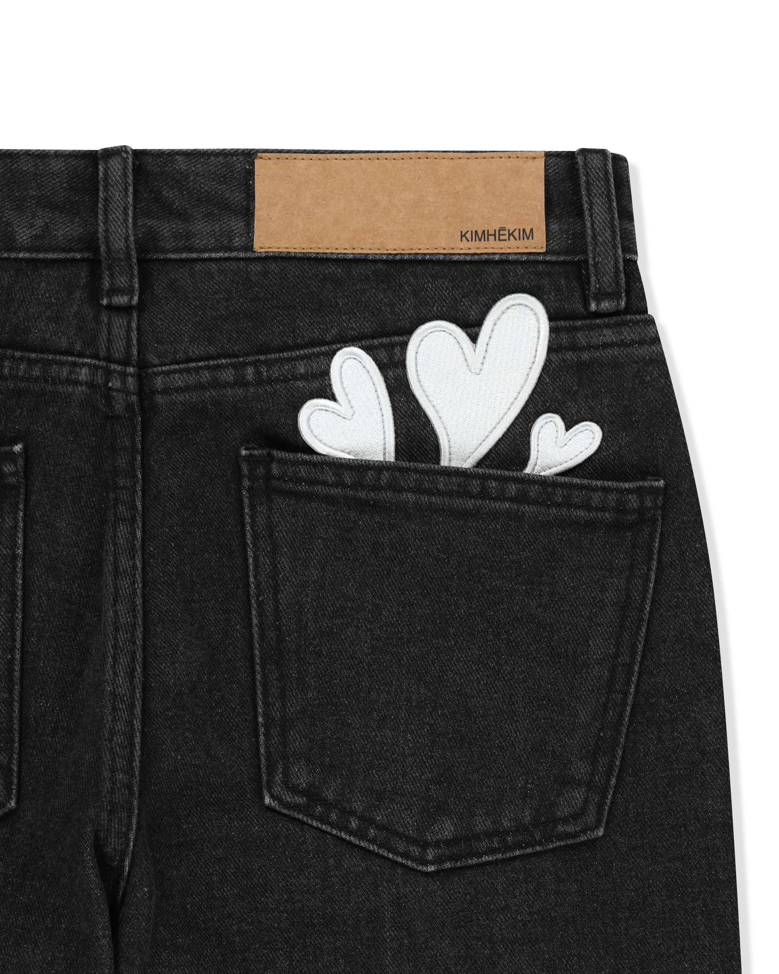 Kimhe Kim - Back Pocket Heart Patch Flare Jeans (Black) product image 8 | TRAB K-Fashion Australia