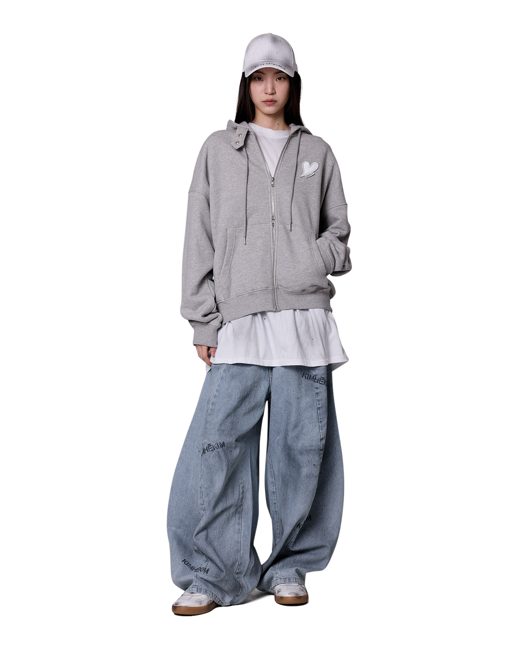 Kimhe Kim - Spray Dyed Balloon Fit Jeans (Sky Blue/Charcoal) product image 1 | TRAB K-Fashion Australia