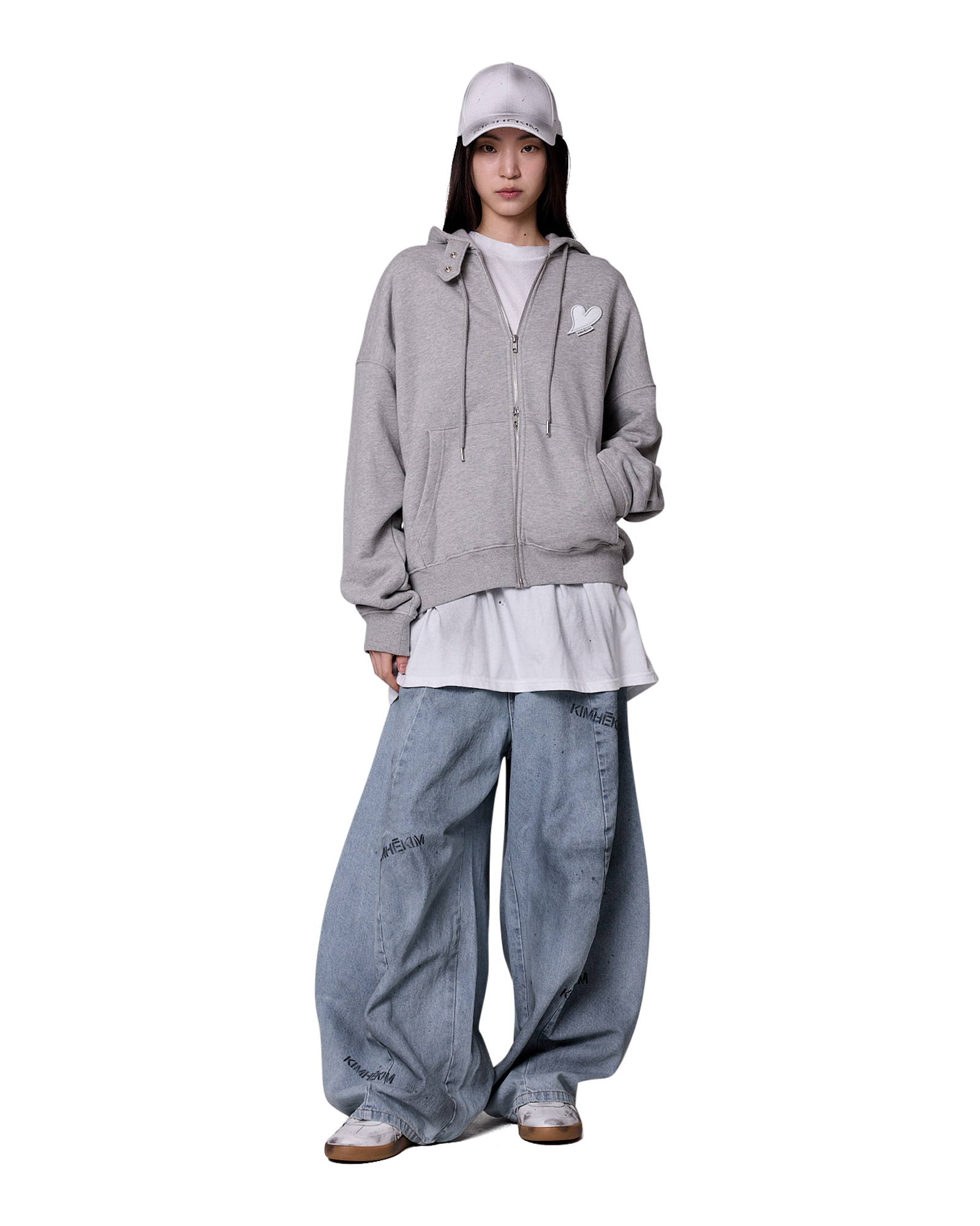 Kimhe Kim - Spray Dyed Balloon Fit Jeans (Sky Blue/Charcoal) product image 1 | TRAB K-Fashion Australia
