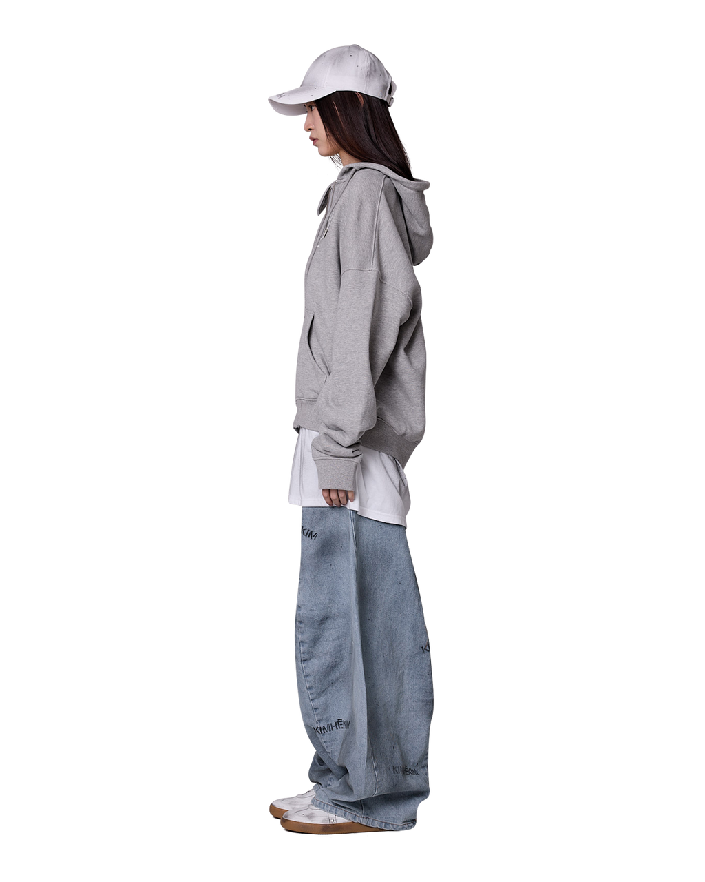 Kimhe Kim - Spray Dyed Balloon Fit Jeans (Sky Blue/Charcoal) product image 3 | TRAB K-Fashion Australia