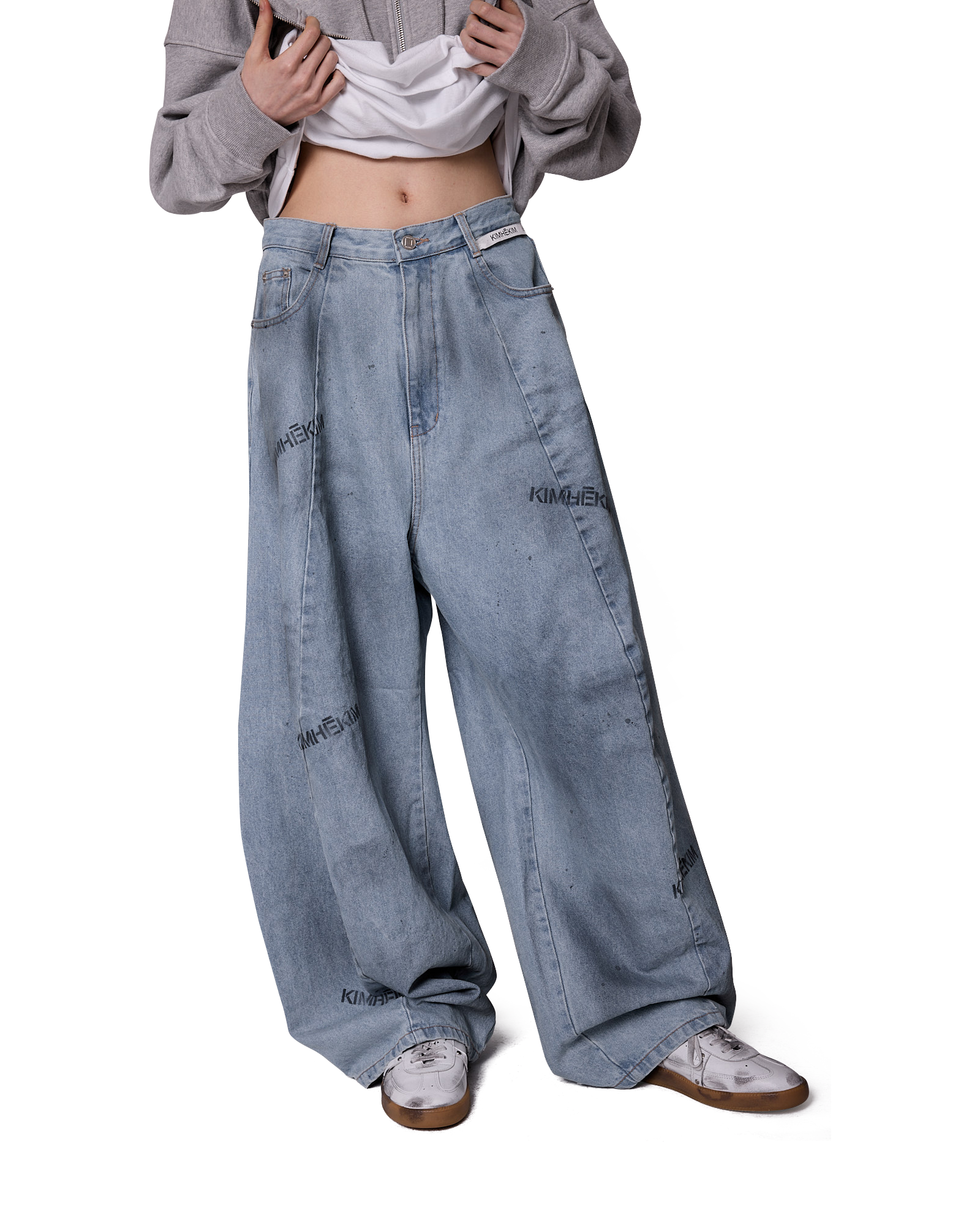 Kimhe Kim - Spray Dyed Balloon Fit Jeans (Sky Blue/Charcoal) product image 5 | TRAB K-Fashion Australia