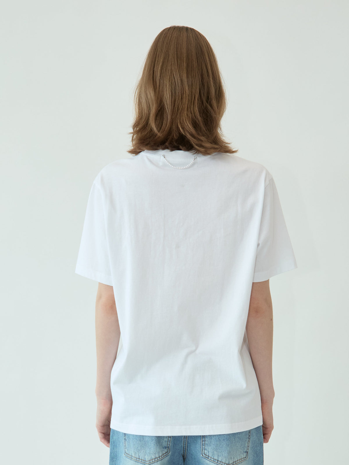 Kimhe Kim - Logo T-Shirt With Pearl Embellishment (White) product image 4 | TRAB K-Fashion Australia