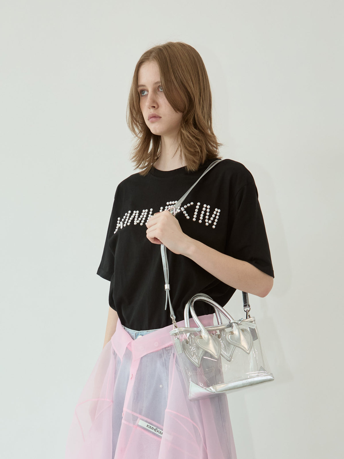 Kimhe Kim - Logo T-Shirt With Pearl Embellishment (Black) product image 2 | TRAB K-Fashion Australia