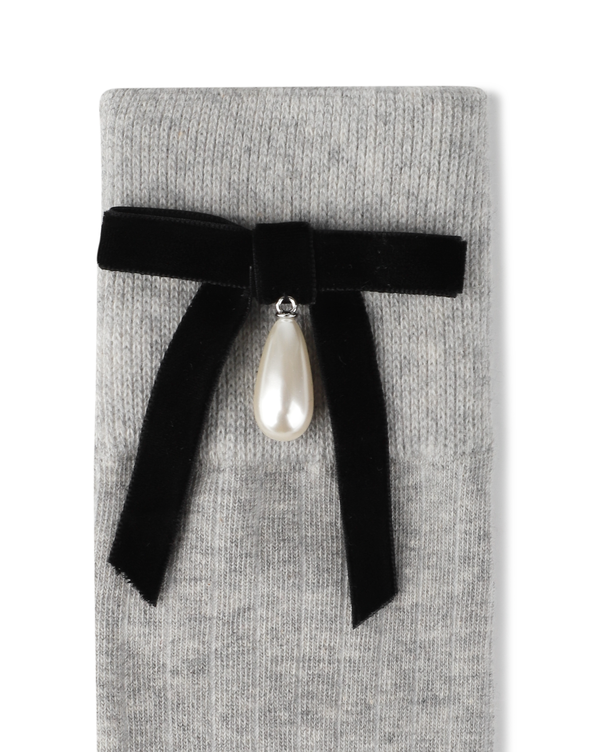 Kimhe Kim - Pearl Ribbon Detail Cotton -Blended Knee-High Socks (Grey) product image 3 | TRAB K-Fashion Australia