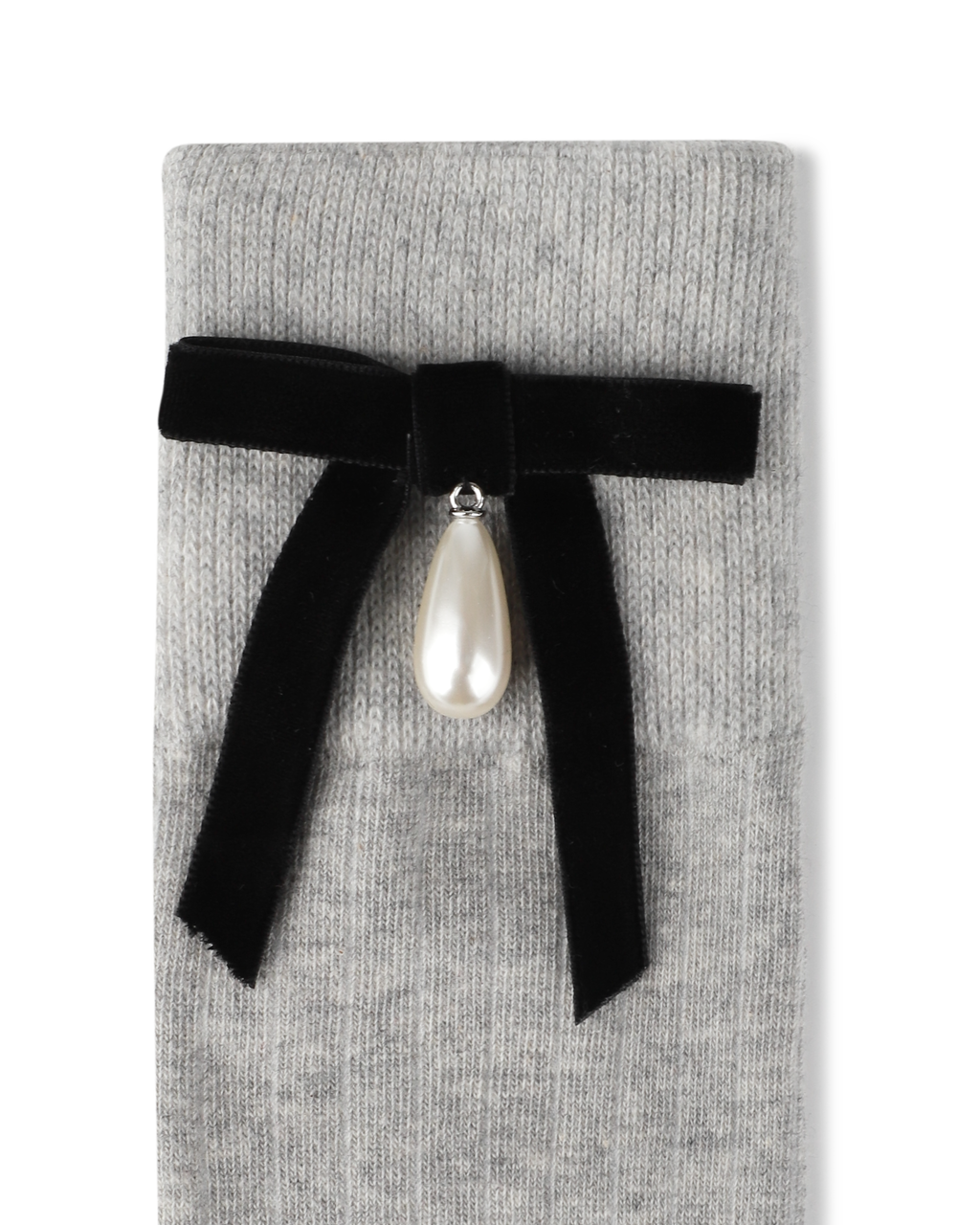 Kimhe Kim - Pearl Ribbon Detail Cotton -Blended Knee-High Socks (Grey) product image 3 | TRAB K-Fashion Australia