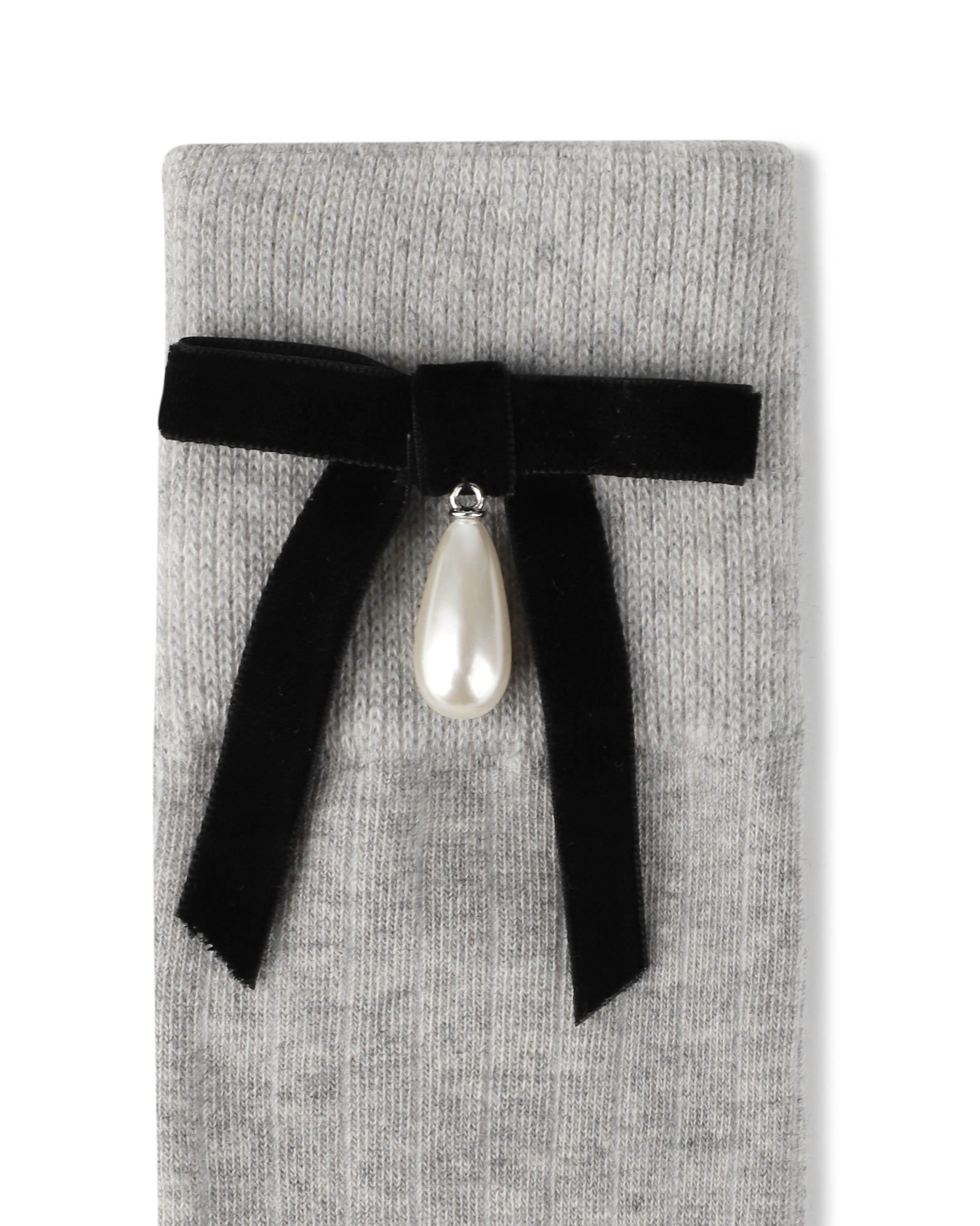 Kimhe Kim - Pearl Ribbon Detail Cotton -Blended Knee-High Socks (Grey) product image 3 | TRAB K-Fashion Australia