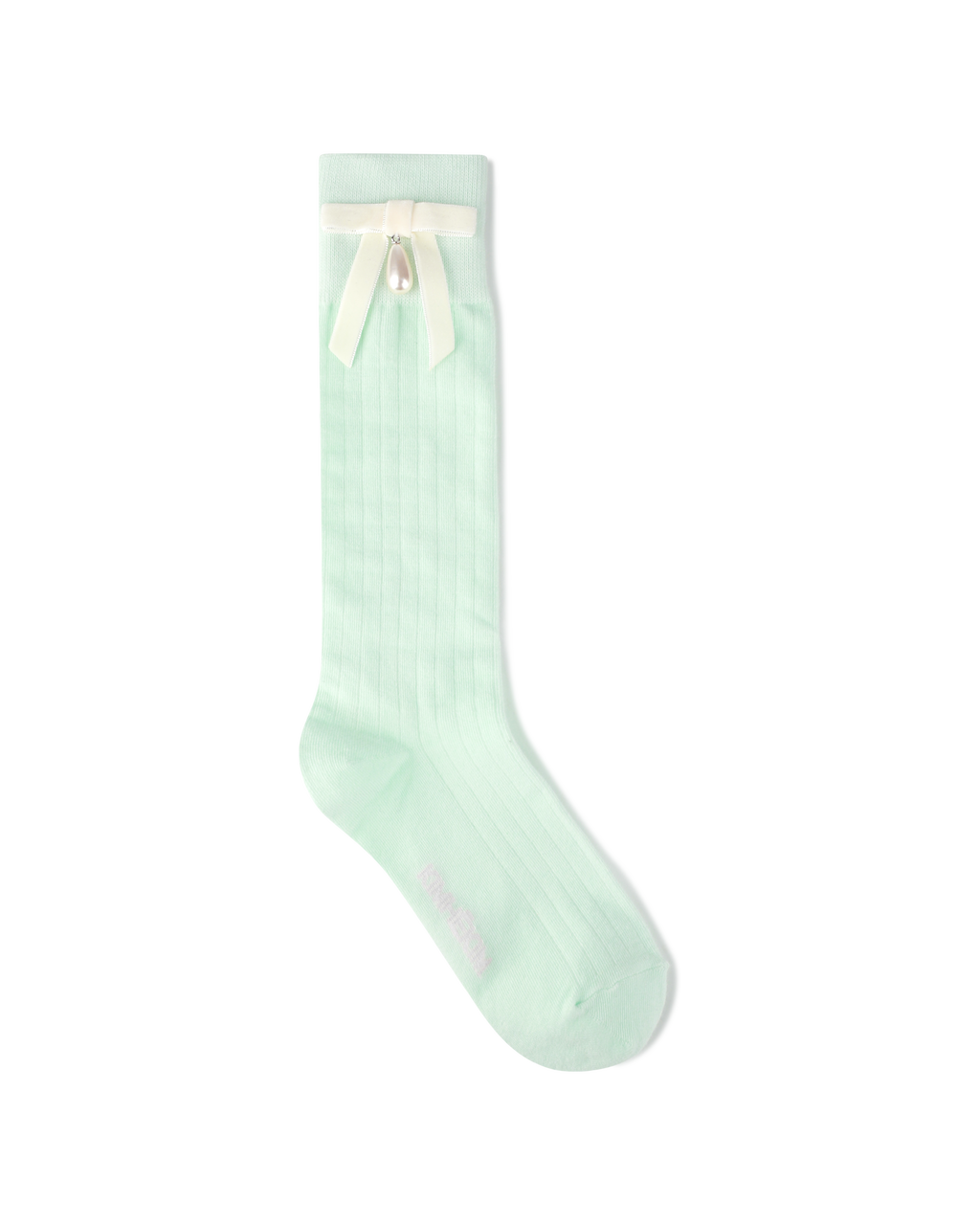 Kimhe Kim - Pearl Ribbon Detail Cotton -Blended Knee-High Socks (Mint) product image 2 | TRAB K-Fashion Australia