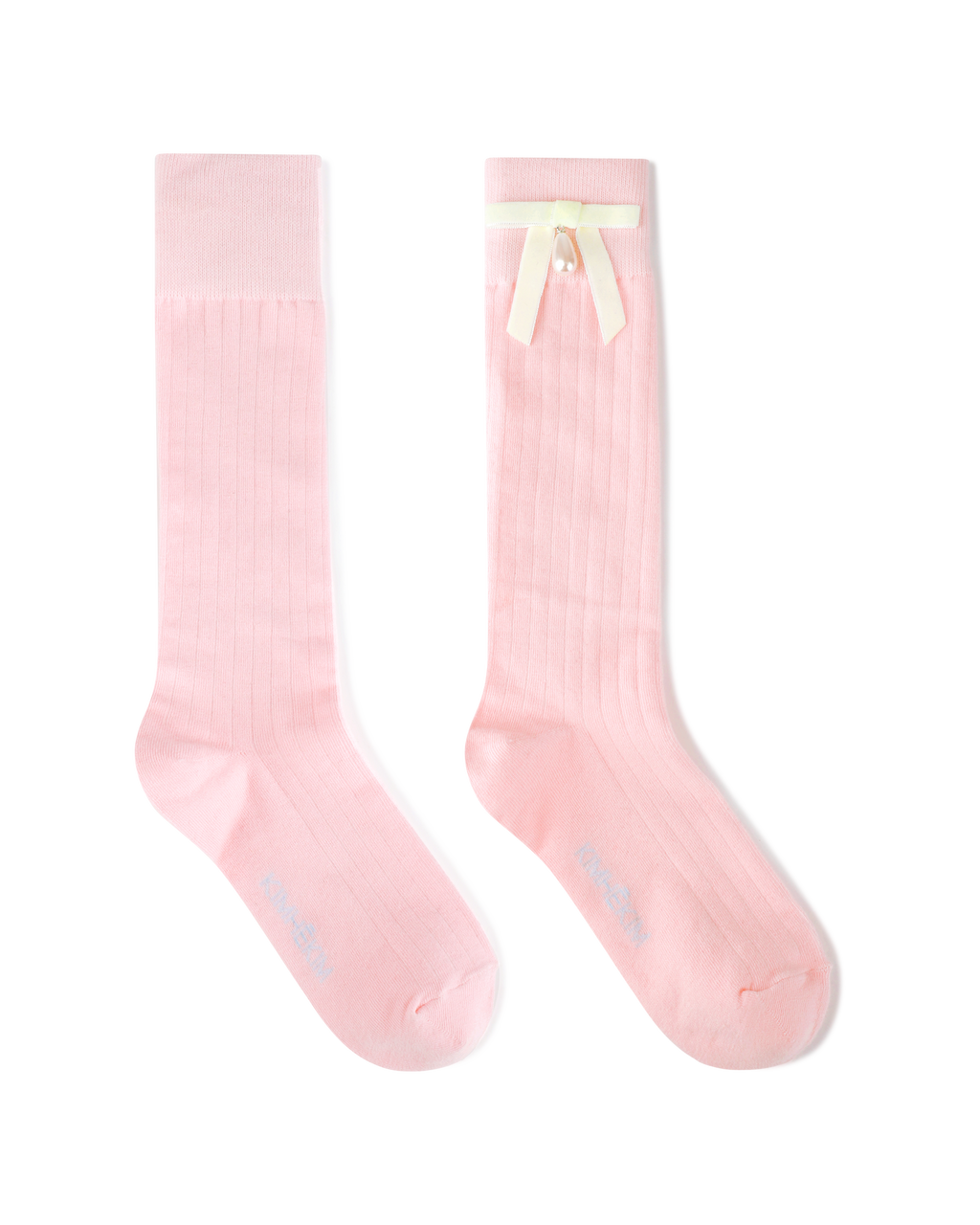Kimhe Kim - Pearl Ribbon Detail Cotton -Blended Knee-High Socks (Pink) product image 1 | TRAB K-Fashion Australia