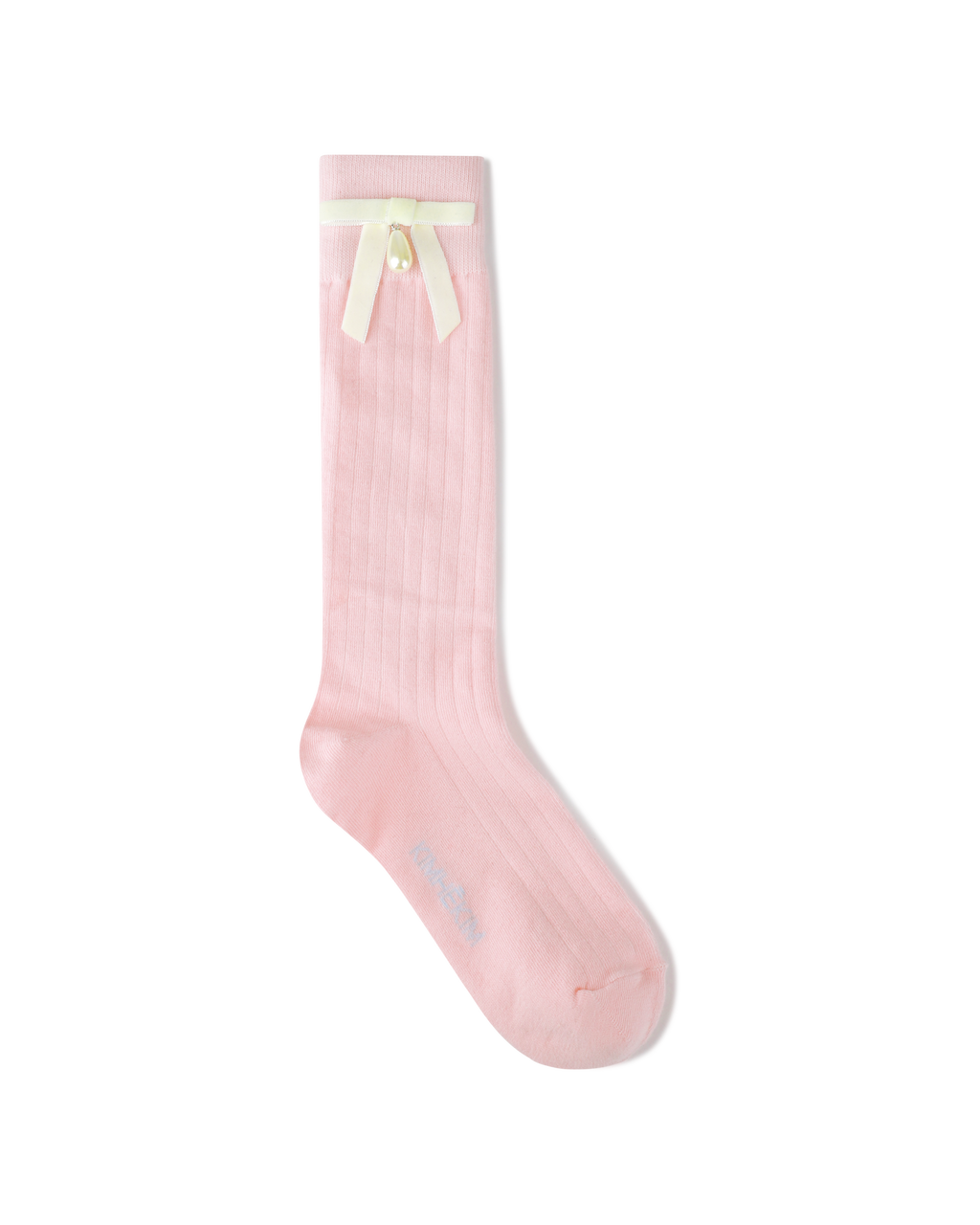 Kimhe Kim - Pearl Ribbon Detail Cotton -Blended Knee-High Socks (Pink) product image 2 | TRAB K-Fashion Australia