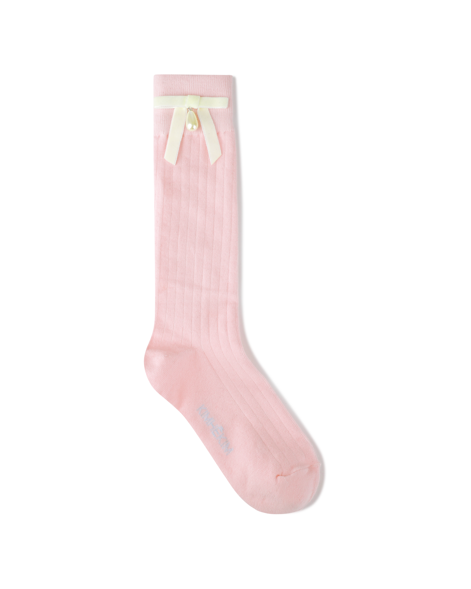 Kimhe Kim - Pearl Ribbon Detail Cotton -Blended Knee-High Socks (Pink) product image 2 | TRAB K-Fashion Australia