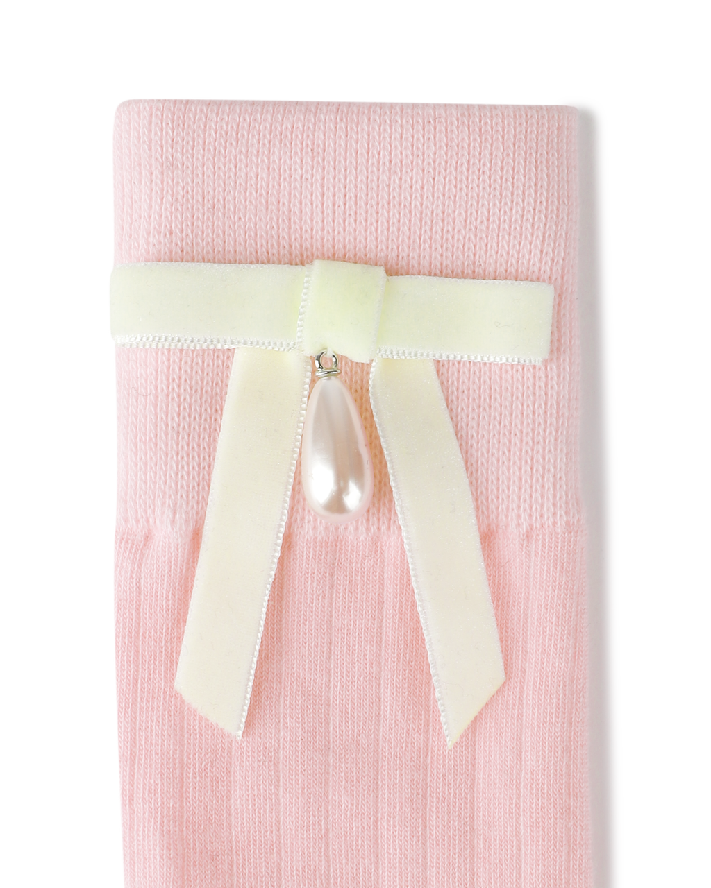 Kimhe Kim - Pearl Ribbon Detail Cotton -Blended Knee-High Socks (Pink) product image 3 | TRAB K-Fashion Australia