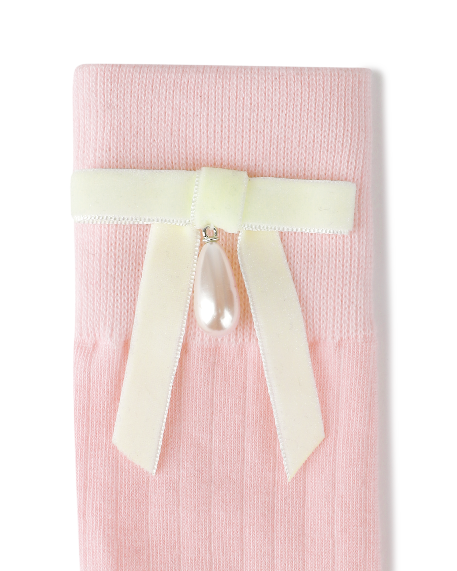 Kimhe Kim - Pearl Ribbon Detail Cotton -Blended Knee-High Socks (Pink) product image 3 | TRAB K-Fashion Australia
