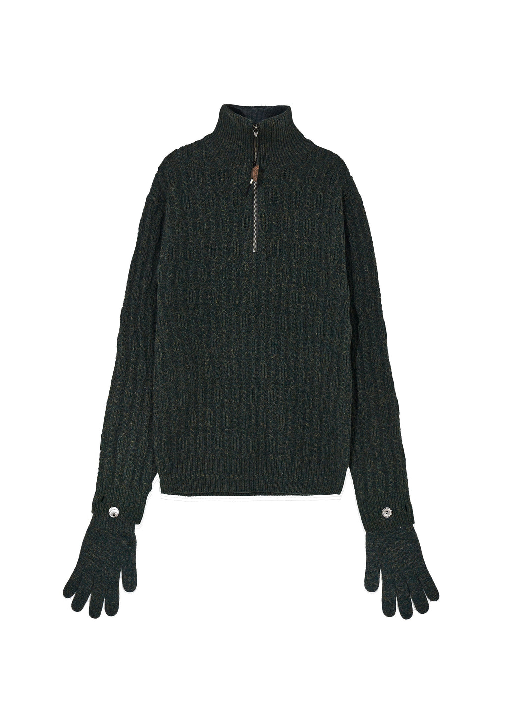 Hyein Seo - Troyer Knit Sweater w/ Gloves (Khaki) product image 7 | TRAB K-Fashion Australia