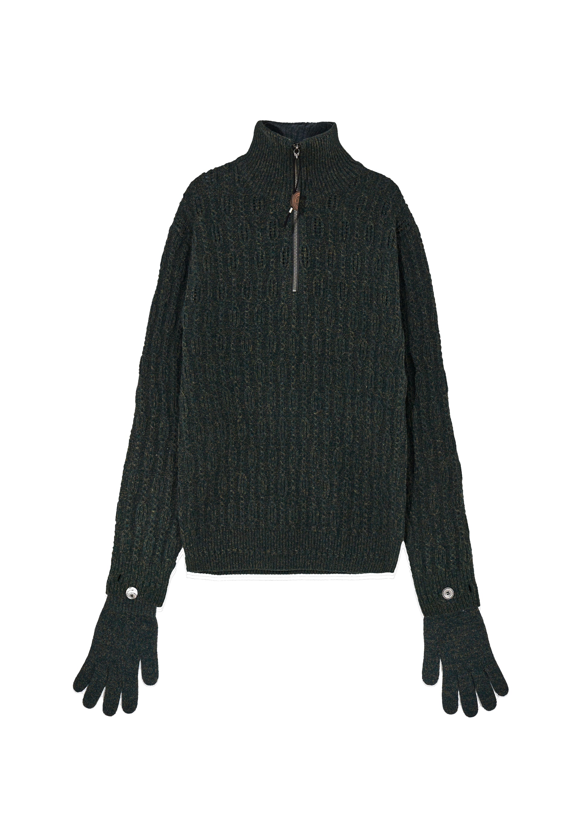 Hyein Seo - Troyer Knit Sweater w/ Gloves (Khaki) product image 7 | TRAB K-Fashion Australia