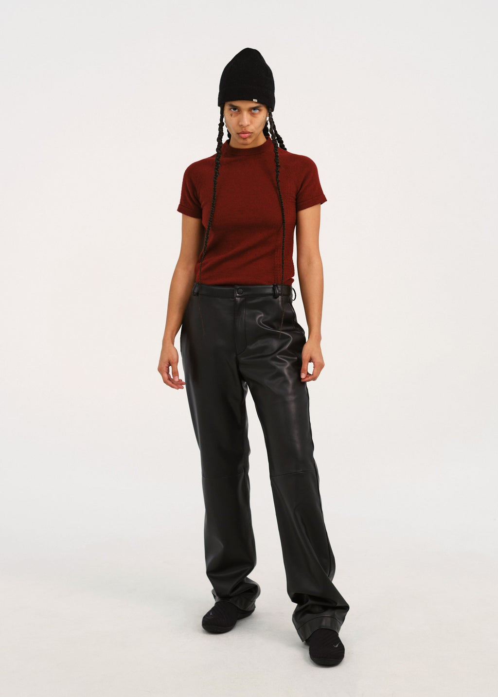 Hyein Seo - Perforated Knit Top (Burgundy) product image 1 | TRAB K-Fashion Australia