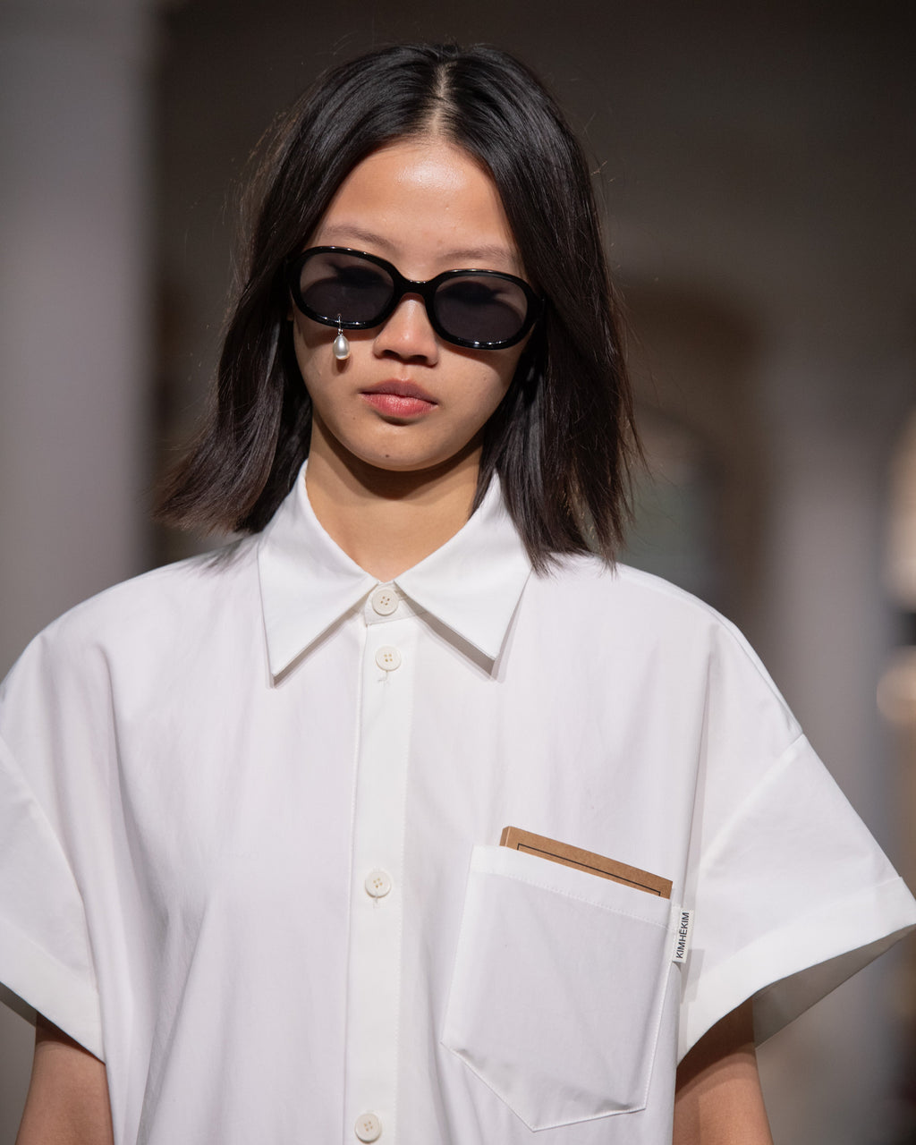 Kimhe Kim - Pearl Tear Round Sunglasses (Black) product image 1 | TRAB K-Fashion Australia