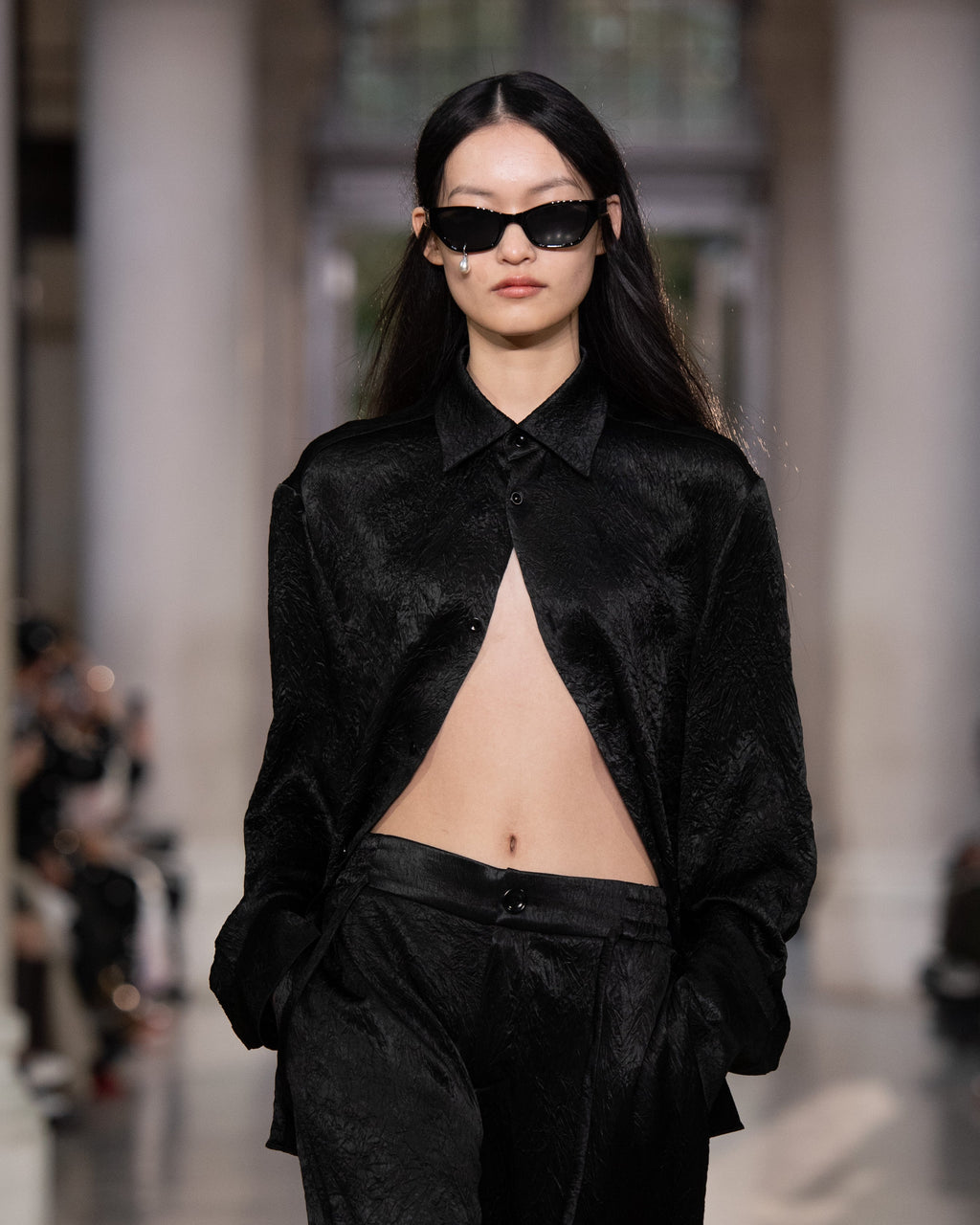 Kimhe Kim - Pearl Tear Cat-Eye Sunglasses (Black) product image 1 | TRAB K-Fashion Australia
