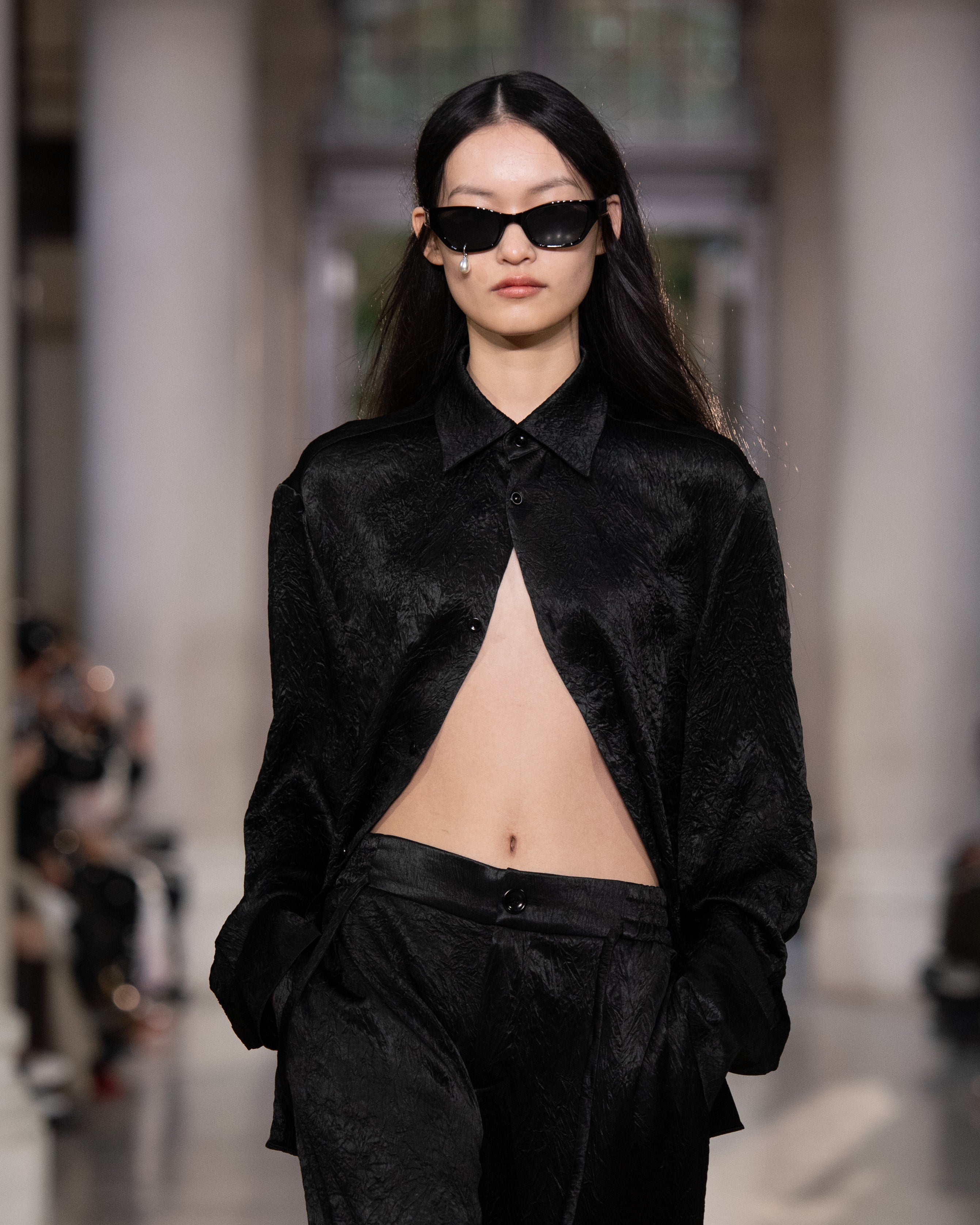 Kimhe Kim - Pearl Tear Cat-Eye Sunglasses (Black) product image 1 | TRAB K-Fashion Australia