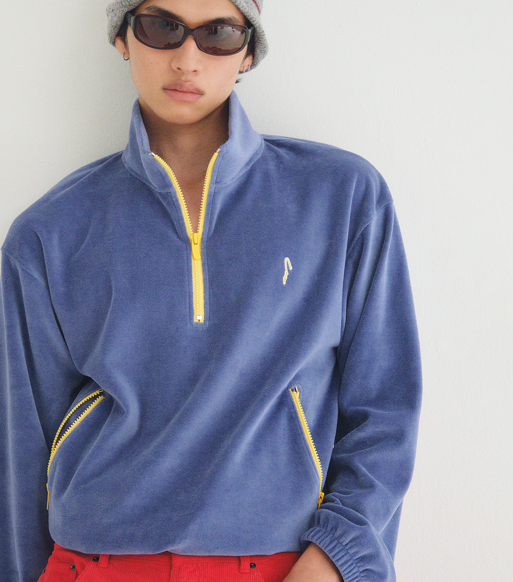 Llege - Velour Half-Zip Pullover (Vintage Blue) product image 6 | TRAB K-Fashion Australia