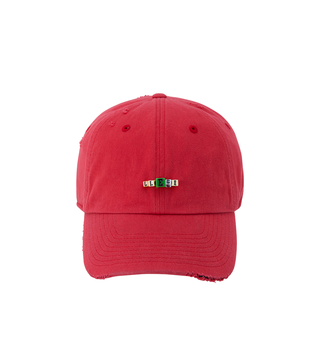 Llege - Cube Logo Destroyed Ball Cap (Red) product image 1 | TRAB K-Fashion Australia