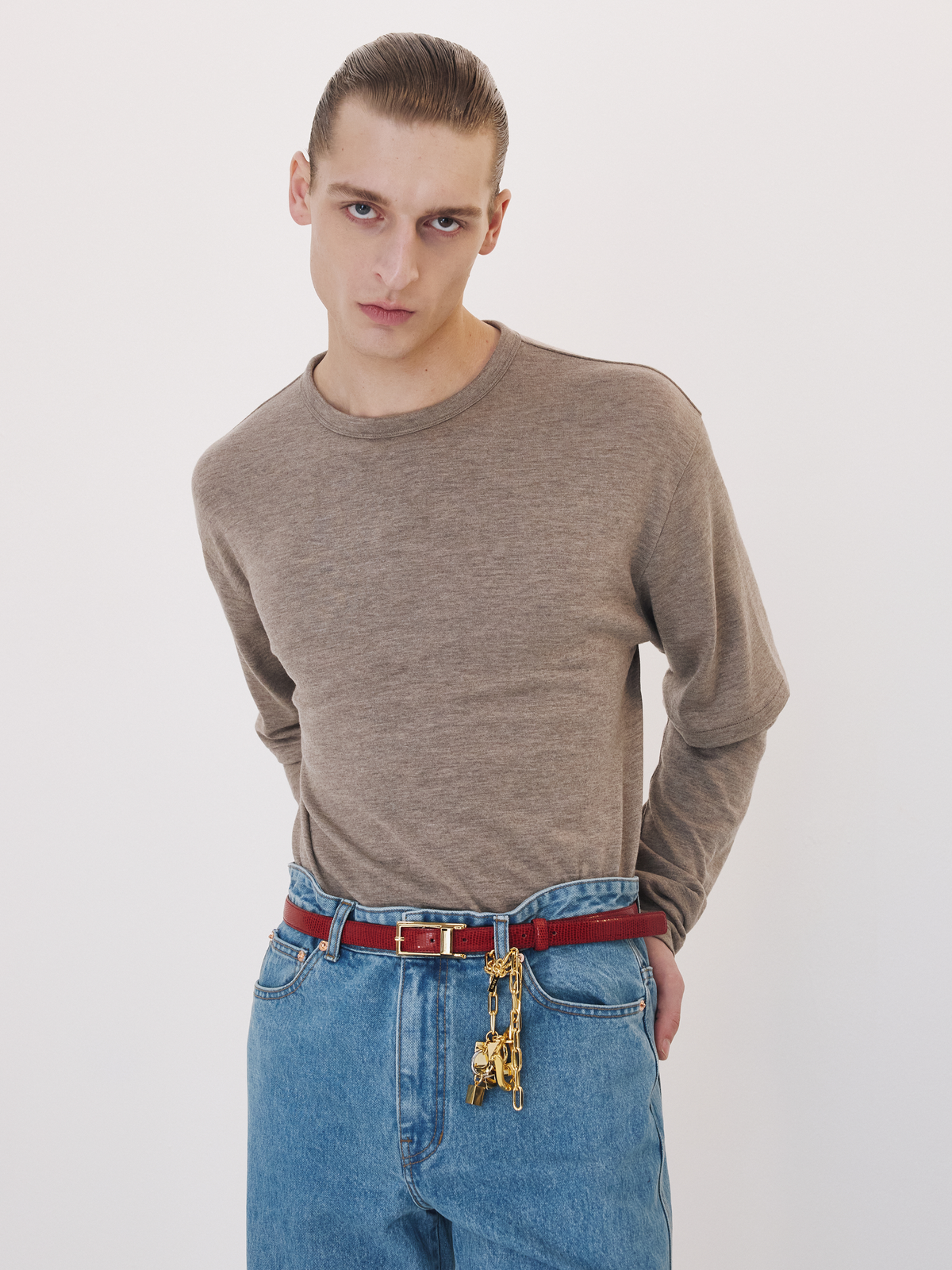 Recto - Layered Sleeves Wool Silk Top (Light Sepia) product image 2 | TRAB K-Fashion Australia