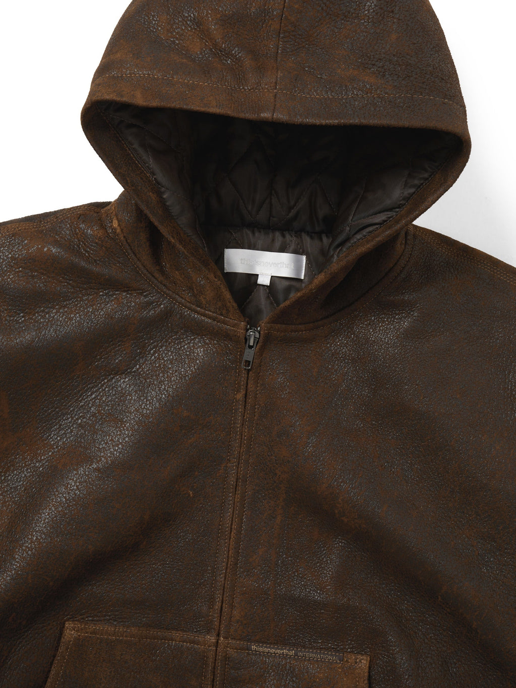 thisisneverthat - Leather Hooded Jacket (Brown) product image 2 | TRAB K-Fashion Australia
