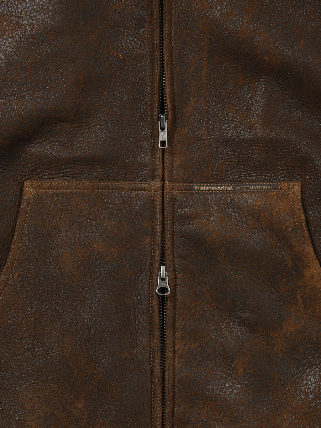 thisisneverthat - Leather Hooded Jacket (Brown) product image 3 | TRAB K-Fashion Australia