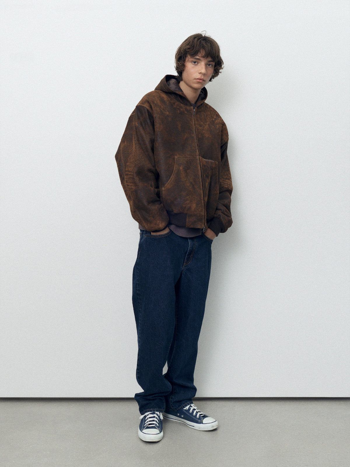 thisisneverthat - Leather Hooded Jacket (Brown) product image 8 | TRAB K-Fashion Australia
