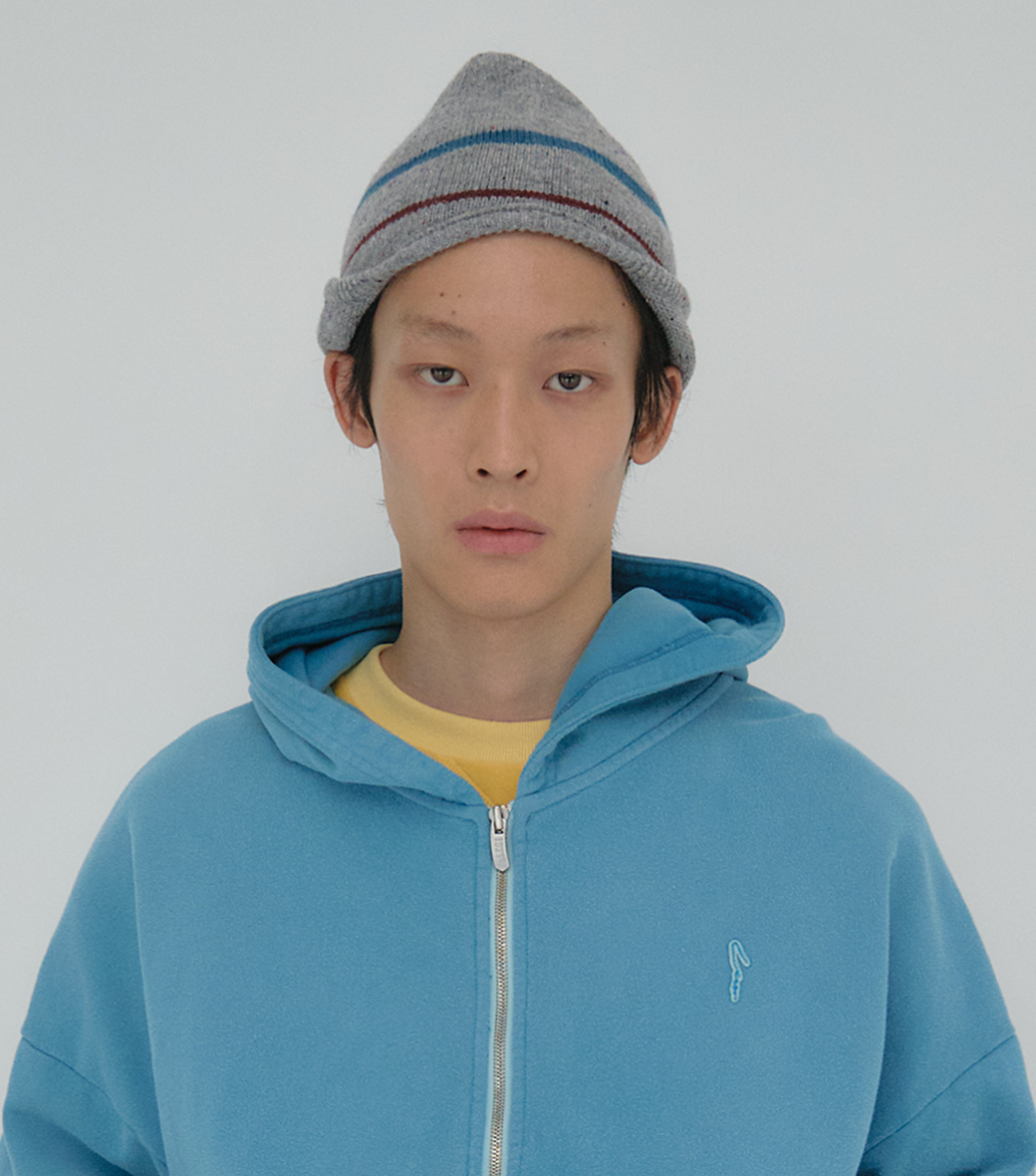 Llege - Melange Stripe Earmuff Beanie (Grey) (Grey) product image 5 | TRAB K-Fashion Australia
