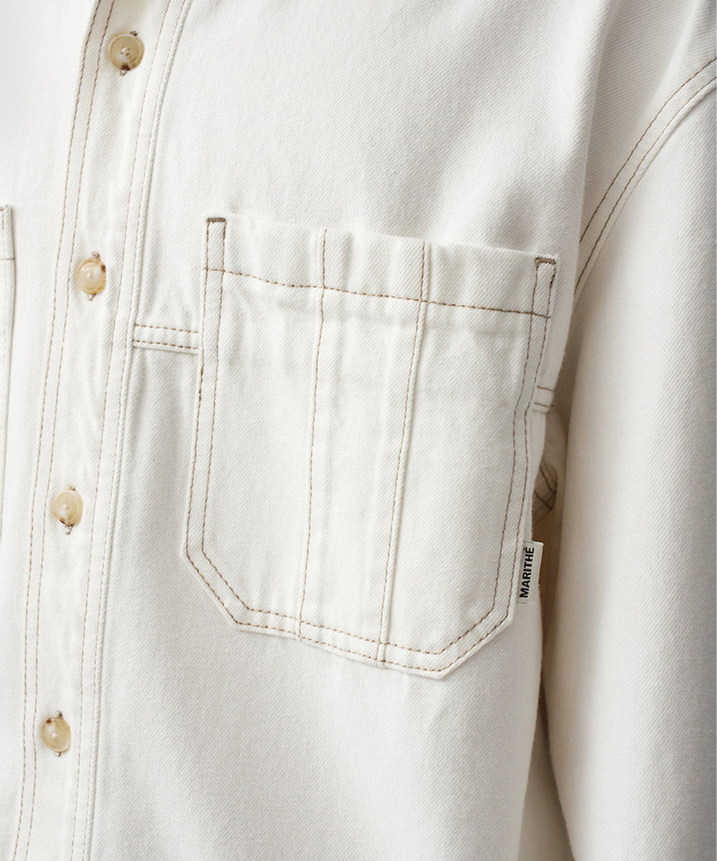 Marithe & Francois Girbaud - Oversized Patch Work Denim Shirt Jacket (Ecru) product image 5 | TRAB K-Fashion Australia