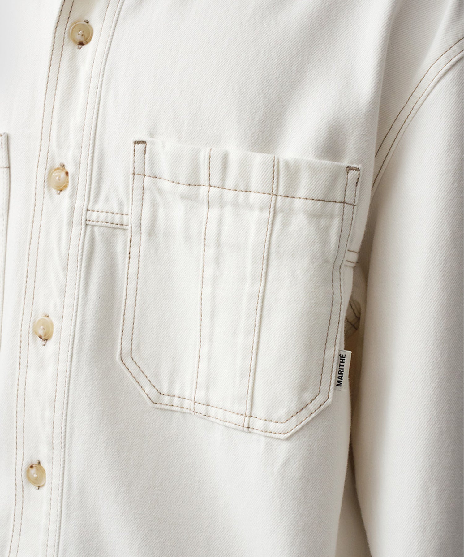 Marithe & Francois Girbaud - Oversized Patch Work Denim Shirt Jacket (Ecru) product image 5 | TRAB K-Fashion Australia