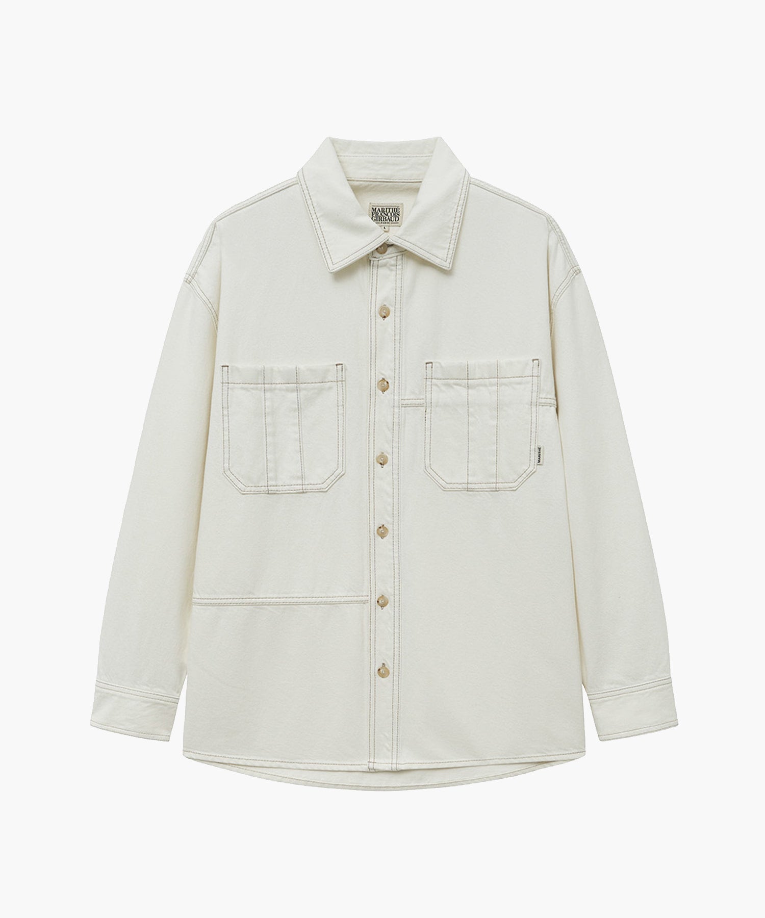 Marithe & Francois Girbaud - Oversized Patch Work Denim Shirt Jacket (Ecru) product image 6 | TRAB K-Fashion Australia