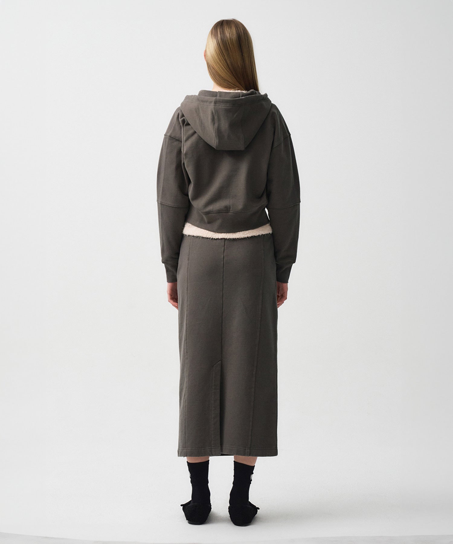 Marithe & Francois Girbaud - Classic Logo Crop Hoodie Zipup (Charcoal) product image 5 | TRAB K-Fashion Australia