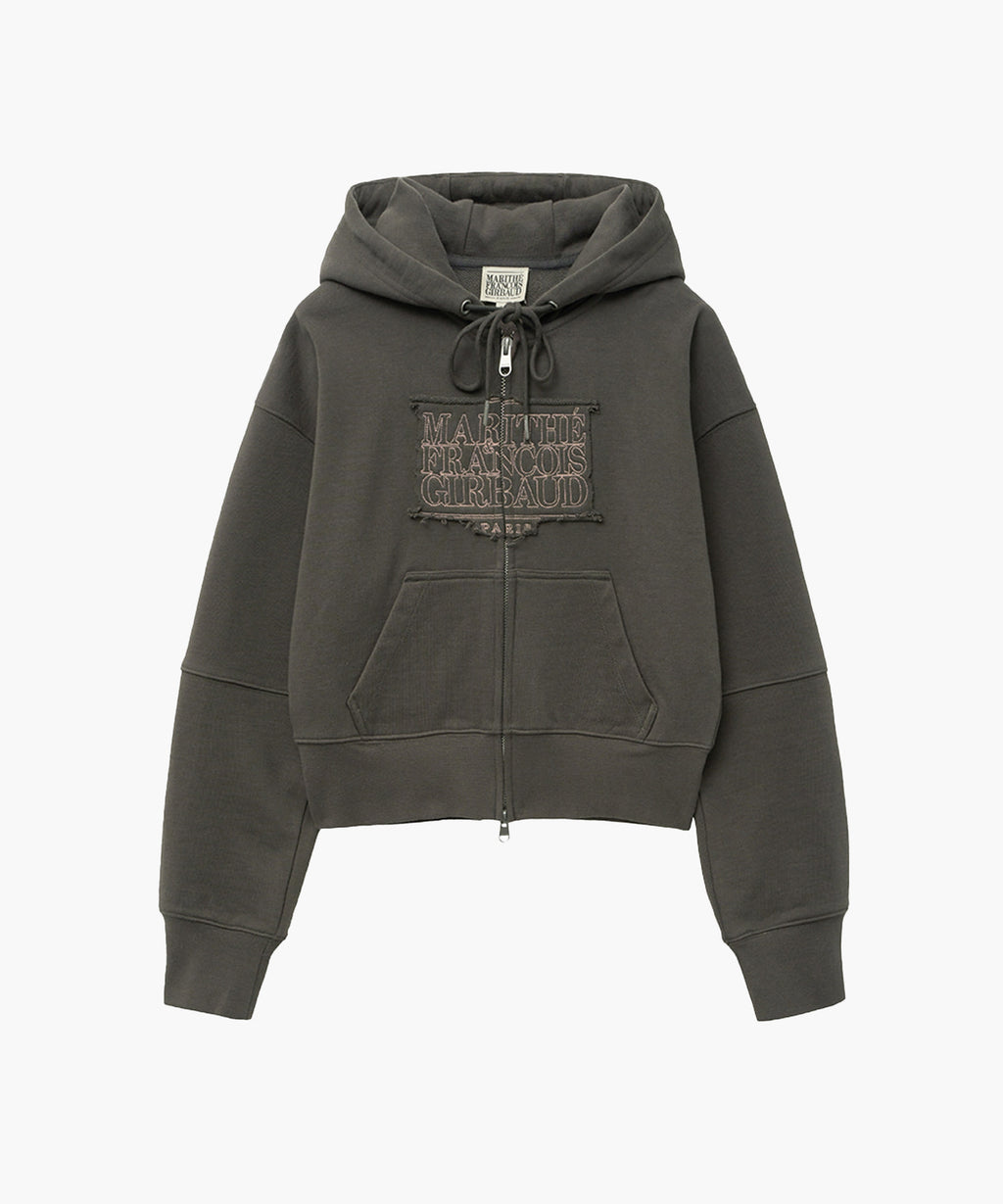 Marithe & Francois Girbaud - Classic Logo Crop Hoodie Zipup (Charcoal) product image 6 | TRAB K-Fashion Australia